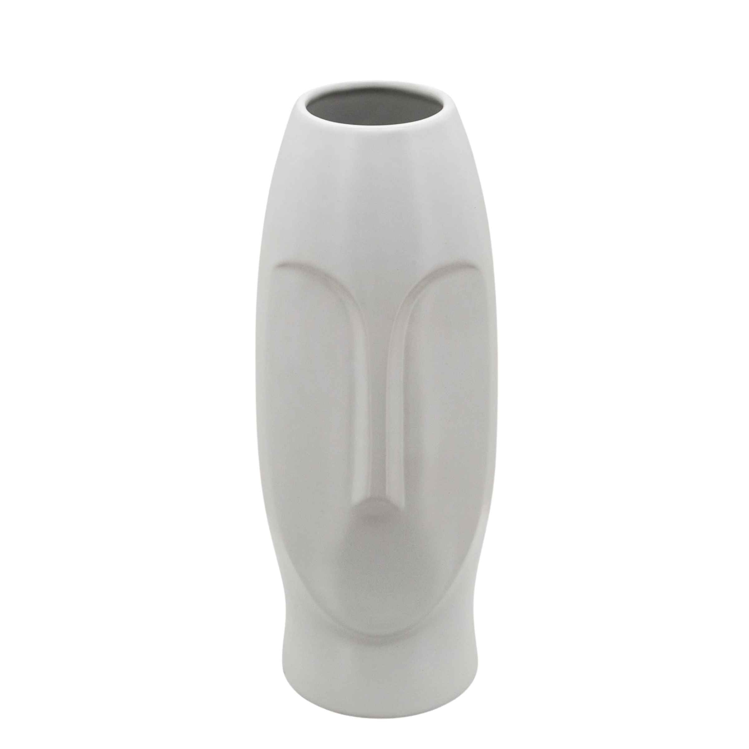 Face Vase 33 Cm - White 15763-01 - Vases - ebarza Furniture UAE | Shop Modern Furniture in Abu Dhabi & Dubai - مفروشات ايبازرا في الامارات | تسوق اثاث عصري وديكورات مميزة في دبي وابوظبي