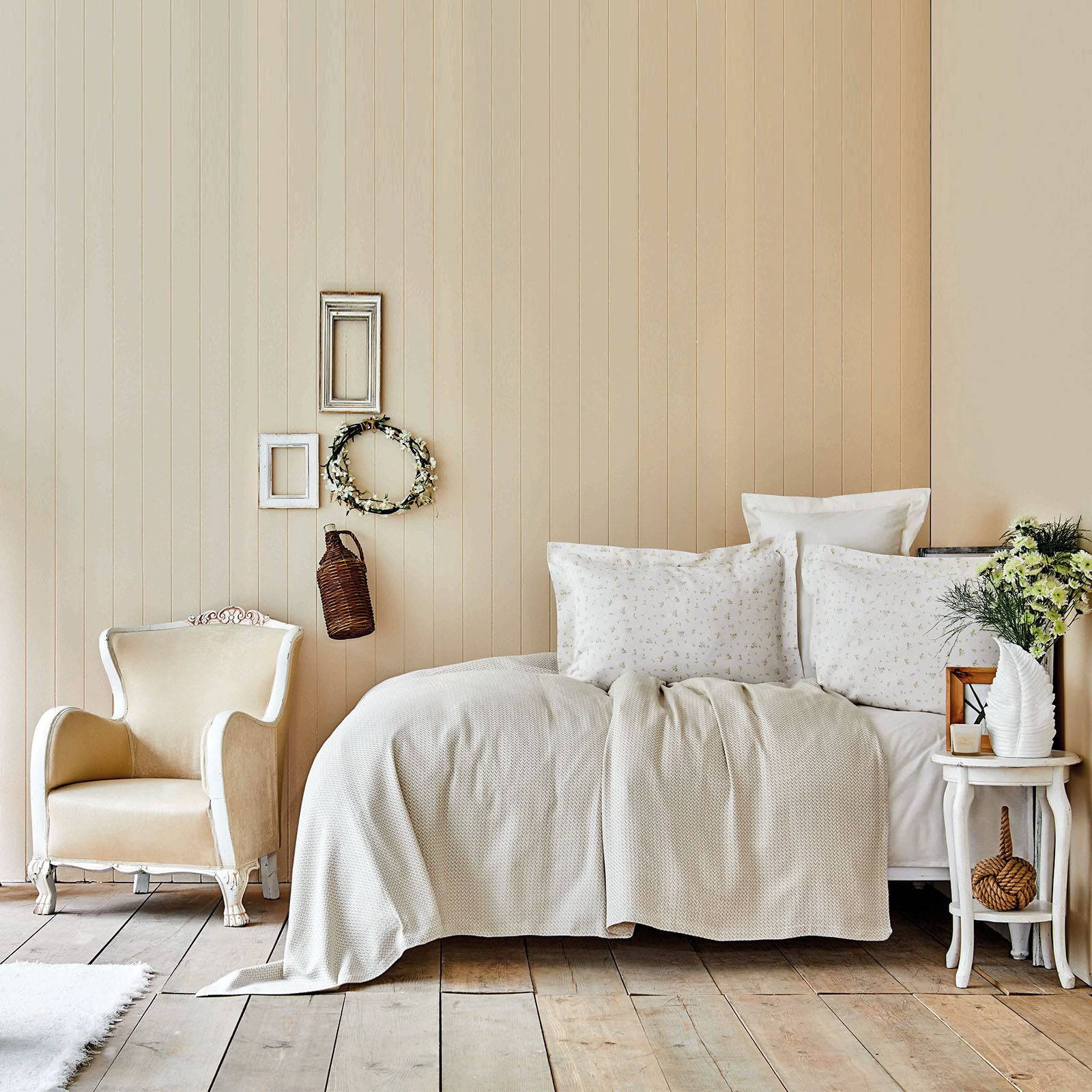 Fois Bej Bedding Set 200.16.01.0077 - Bedding - ebarza Furniture UAE | Shop Modern Furniture in Abu Dhabi & Dubai - مفروشات ايبازرا في الامارات | تسوق اثاث عصري وديكورات مميزة في دبي وابوظبي