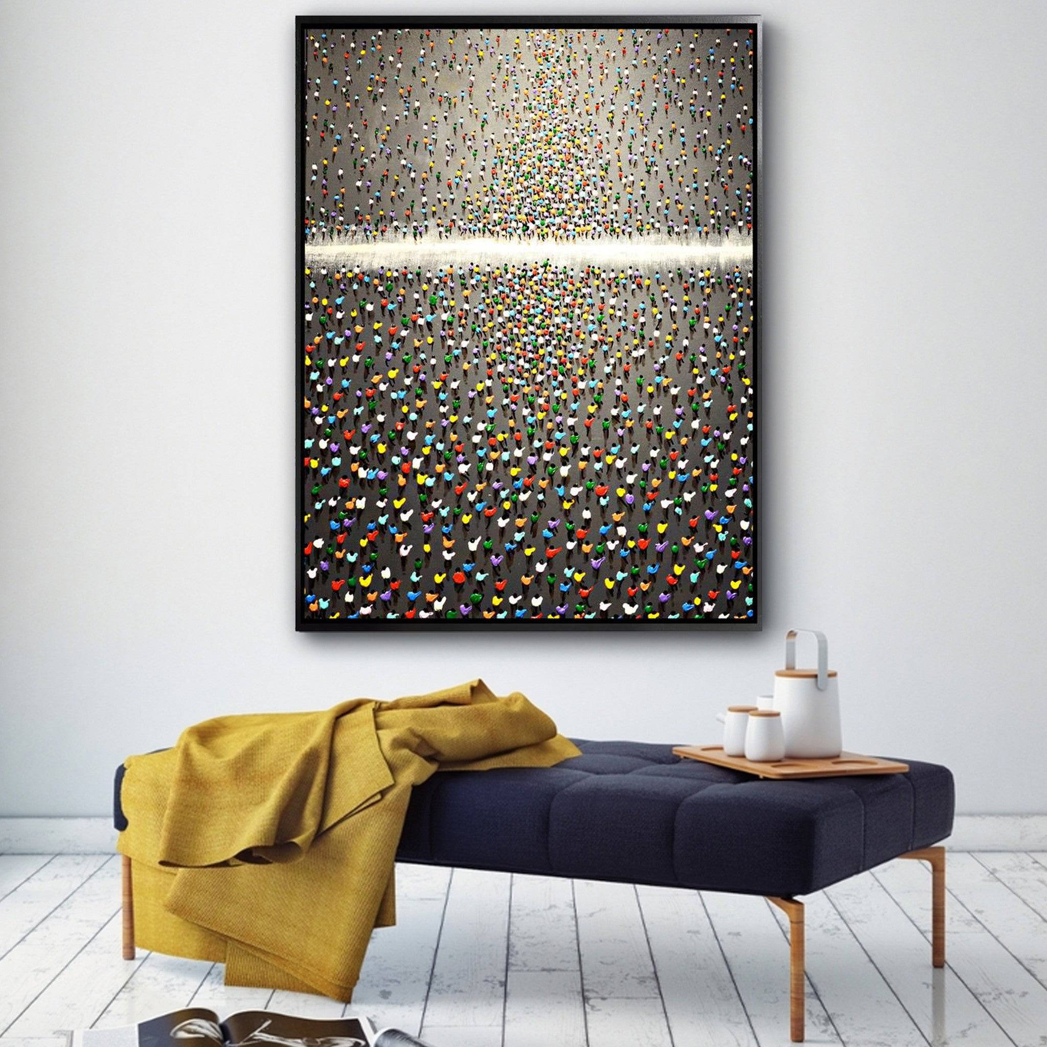 Folks Hand Painted Art Painting With Frame 95X125 Cm PNP009-SOAP0058 - Paintings - ebarza Furniture UAE | Shop Modern Furniture in Abu Dhabi & Dubai - مفروشات ايبازرا في الامارات | تسوق اثاث عصري وديكورات مميزة في دبي وابوظبي