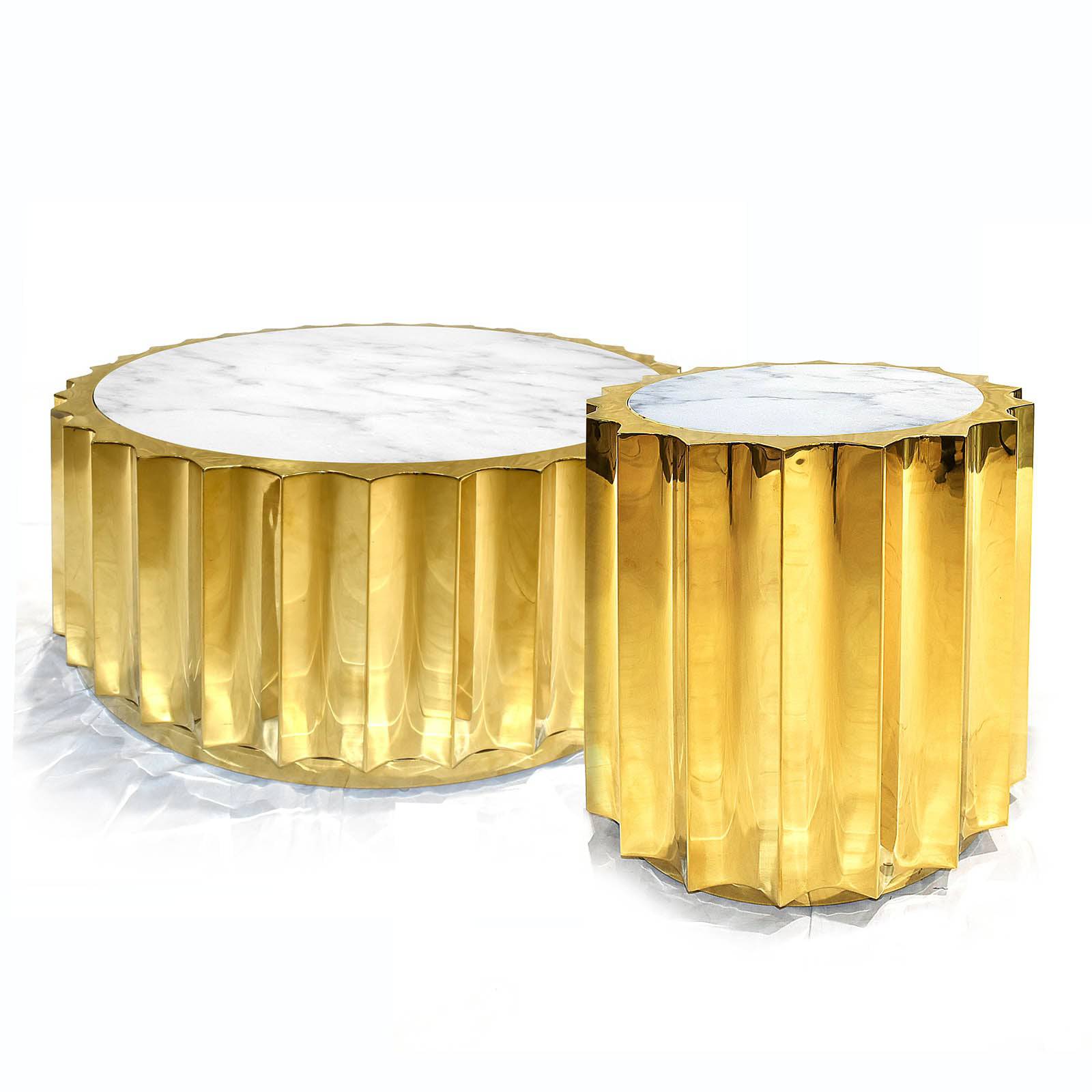 Forlì Natural Marble Side Table Tg-01-1-G - Side Tables - ebarza Furniture UAE | Shop Modern Furniture in Abu Dhabi & Dubai - مفروشات ايبازرا في الامارات | تسوق اثاث عصري وديكورات مميزة في دبي وابوظبي