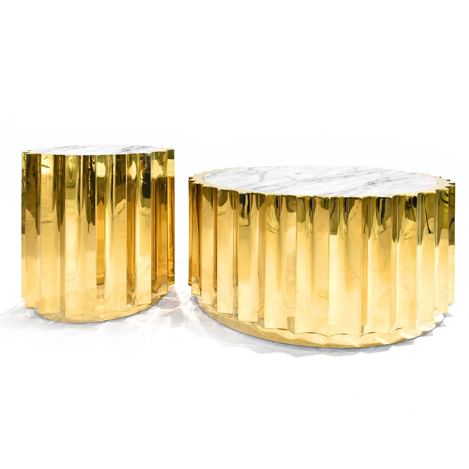 Forlì Natural Marble Side Table Tg-01-1-G - Side Tables - ebarza Furniture UAE | Shop Modern Furniture in Abu Dhabi & Dubai - مفروشات ايبازرا في الامارات | تسوق اثاث عصري وديكورات مميزة في دبي وابوظبي