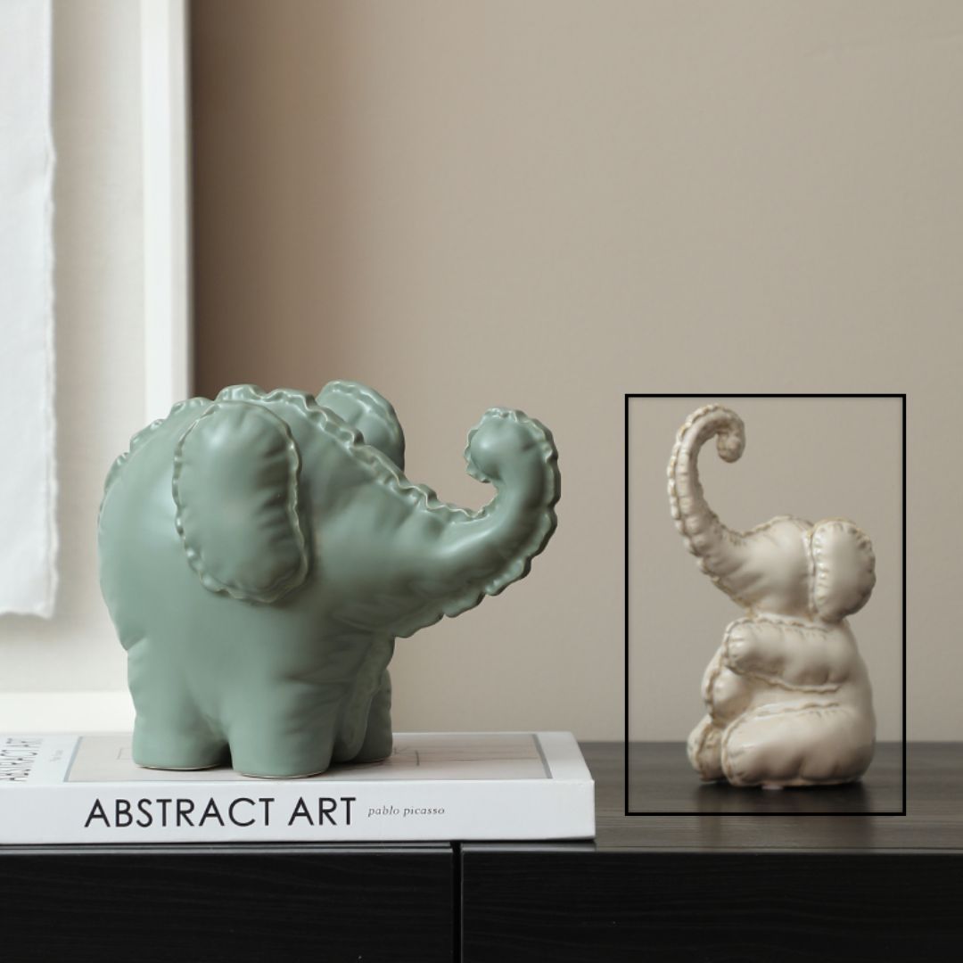 Funny Little Ceramic Elephant -B FD-D25075B - Home Decor Figurines - ebarza Furniture UAE | Shop Modern Furniture in Abu Dhabi & Dubai - مفروشات ايبازرا في الامارات | تسوق اثاث عصري وديكورات مميزة في دبي وابوظبي
