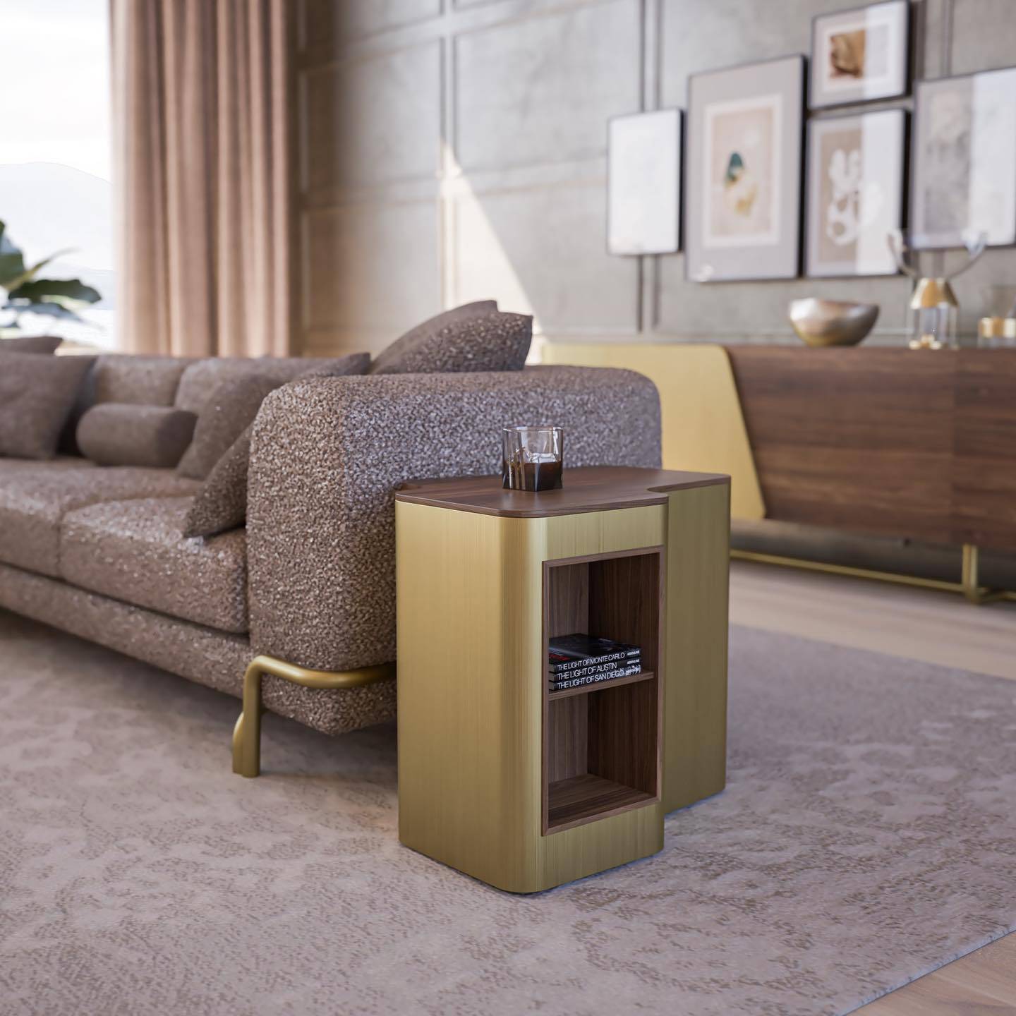 Giallo Gold Side Table Glost-039G - Side Tables - ebarza Furniture UAE | Shop Modern Furniture in Abu Dhabi & Dubai - مفروشات ايبازرا في الامارات | تسوق اثاث عصري وديكورات مميزة في دبي وابوظبي