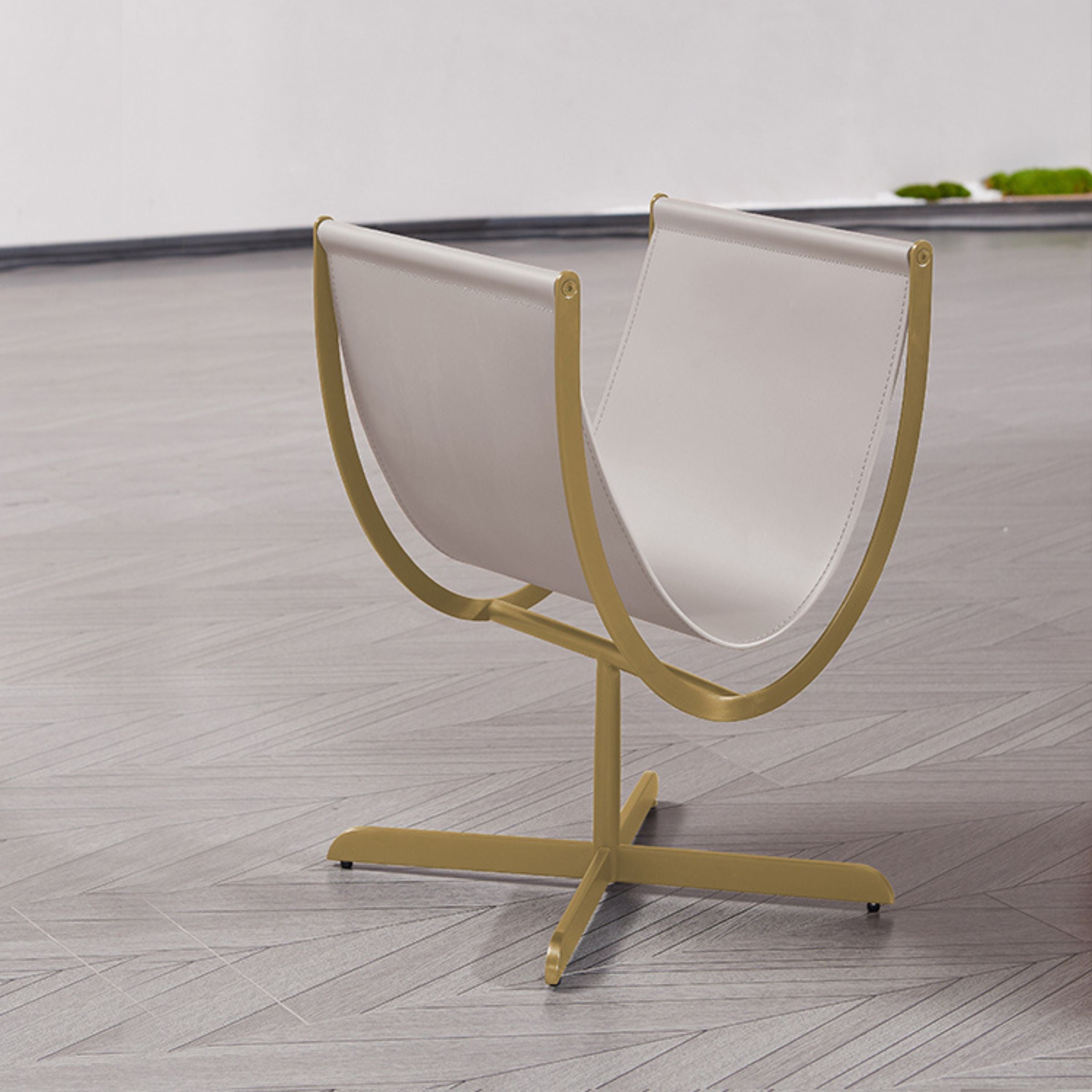 Gold brushed saddle leather & stainless steel Side Table MLL-D74-Beige - Side Tables - ebarza Furniture UAE | Shop Modern Furniture in Abu Dhabi & Dubai - مفروشات ايبازرا في الامارات | تسوق اثاث عصري وديكورات مميزة في دبي وابوظبي