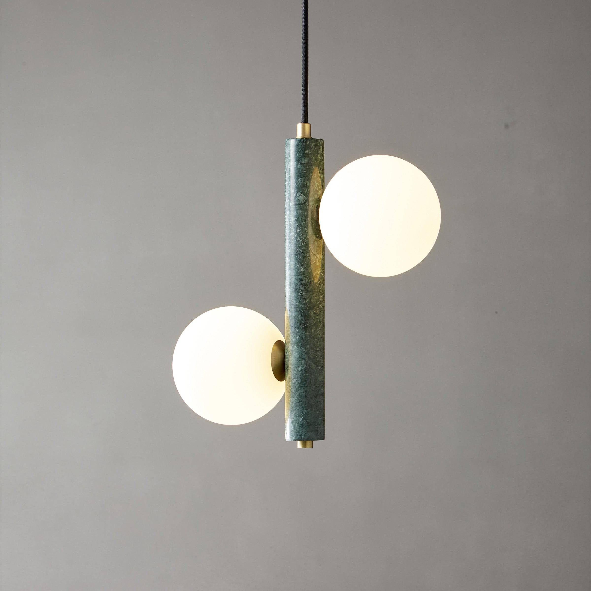 Pre-order 75 Days Delivery Green Marble Pendant Lamp 7702-2-Gn - Pendant Lamps - ebarza Furniture UAE | Shop Modern Furniture in Abu Dhabi & Dubai - مفروشات ايبازرا في الامارات | تسوق اثاث عصري وديكورات مميزة في دبي وابوظبي