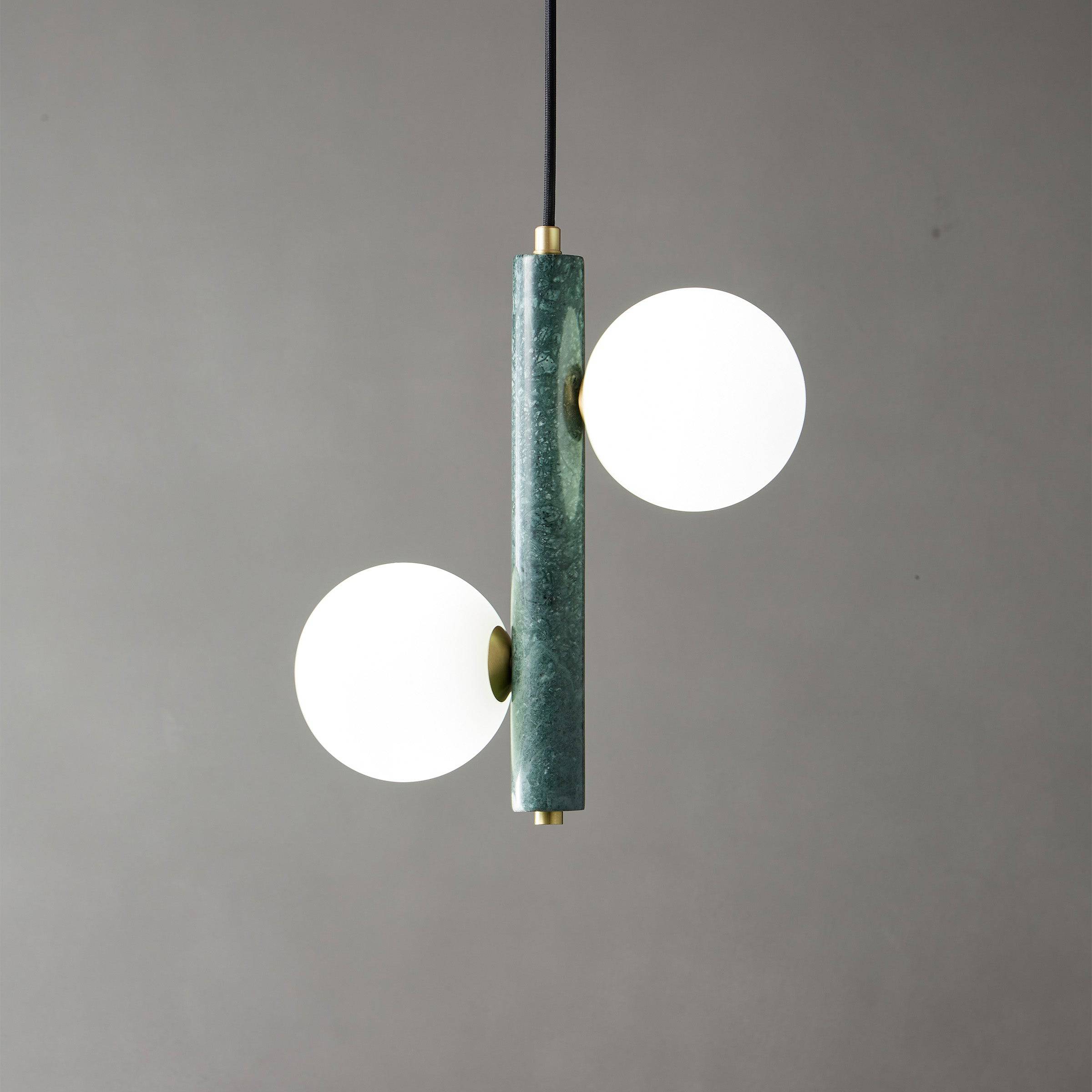 Pre-order 75 Days Delivery Green Marble Pendant Lamp 7702-2-Gn - Pendant Lamps - ebarza Furniture UAE | Shop Modern Furniture in Abu Dhabi & Dubai - مفروشات ايبازرا في الامارات | تسوق اثاث عصري وديكورات مميزة في دبي وابوظبي