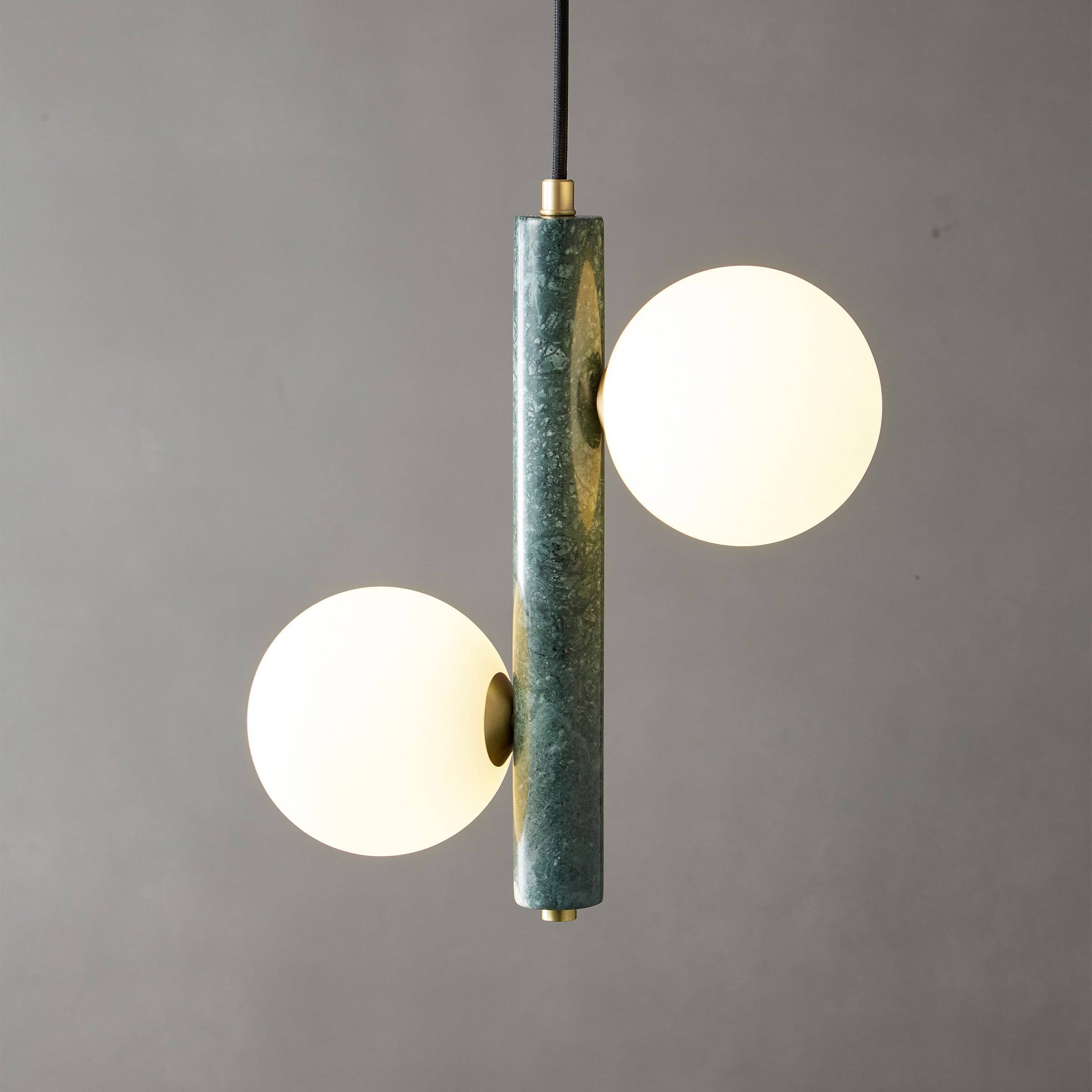 Pre-order 75 Days Delivery Green Marble Pendant Lamp 7702-2-Gn - Pendant Lamps - ebarza Furniture UAE | Shop Modern Furniture in Abu Dhabi & Dubai - مفروشات ايبازرا في الامارات | تسوق اثاث عصري وديكورات مميزة في دبي وابوظبي