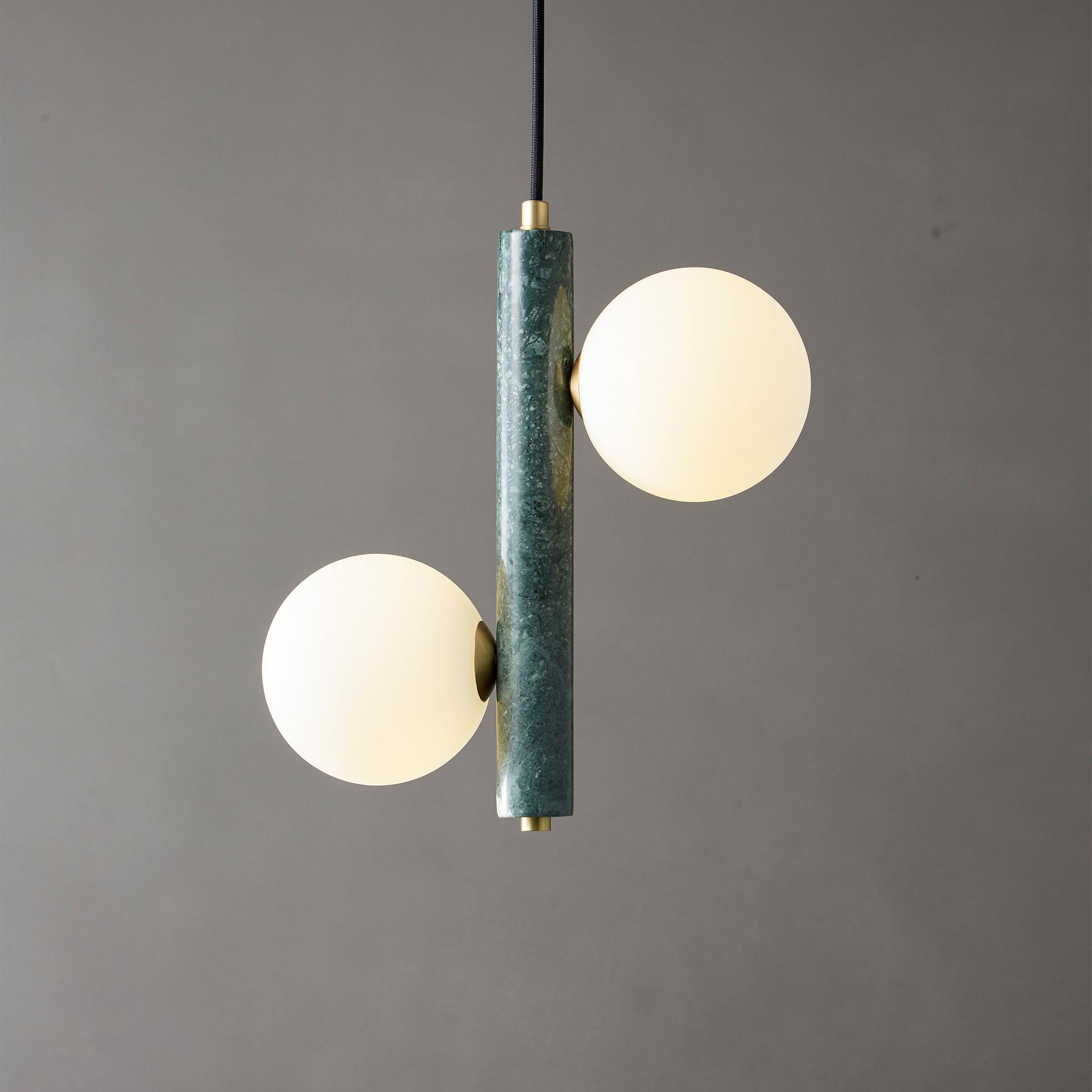 Pre-order 75 Days Delivery Green Marble Pendant Lamp 7702-2-Gn - Pendant Lamps - ebarza Furniture UAE | Shop Modern Furniture in Abu Dhabi & Dubai - مفروشات ايبازرا في الامارات | تسوق اثاث عصري وديكورات مميزة في دبي وابوظبي