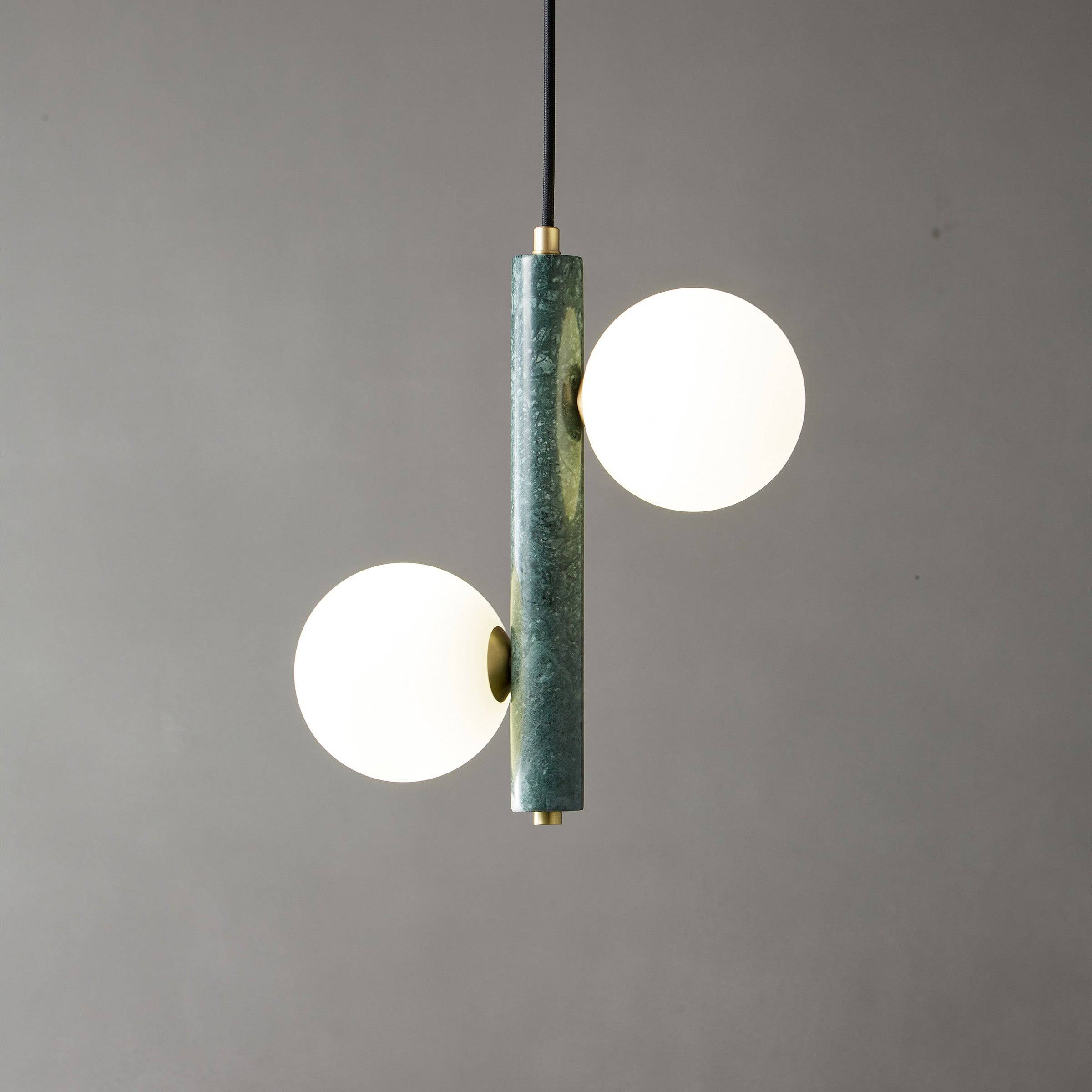 Pre-order 75 Days Delivery Green Marble Pendant Lamp 7702-2-Gn - Pendant Lamps - ebarza Furniture UAE | Shop Modern Furniture in Abu Dhabi & Dubai - مفروشات ايبازرا في الامارات | تسوق اثاث عصري وديكورات مميزة في دبي وابوظبي
