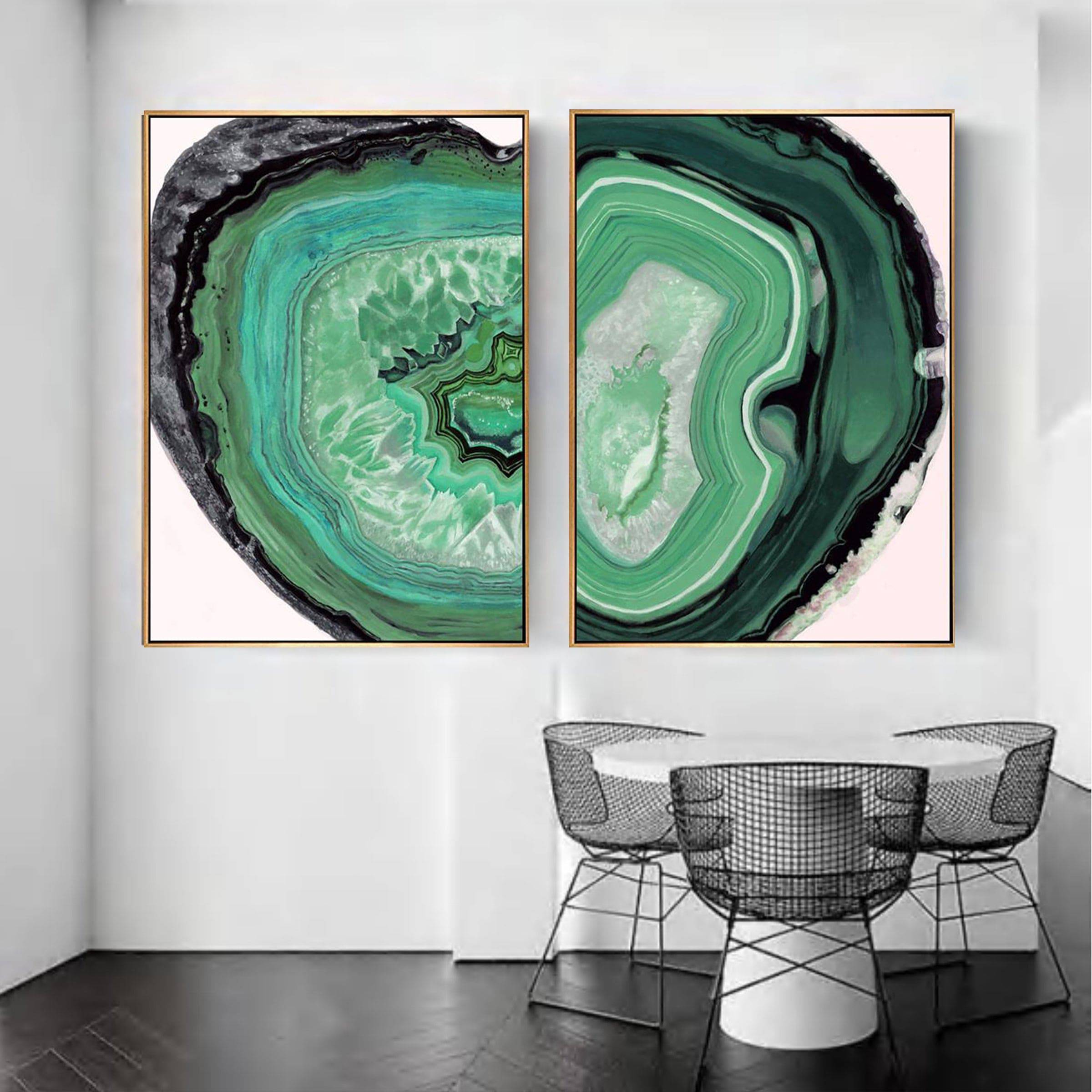 Green Natural Stone Painting Wall Art Canvas & Pu A Fl-H241A - Paintings - ebarza Furniture UAE | Shop Modern Furniture in Abu Dhabi & Dubai - مفروشات ايبازرا في الامارات | تسوق اثاث عصري وديكورات مميزة في دبي وابوظبي