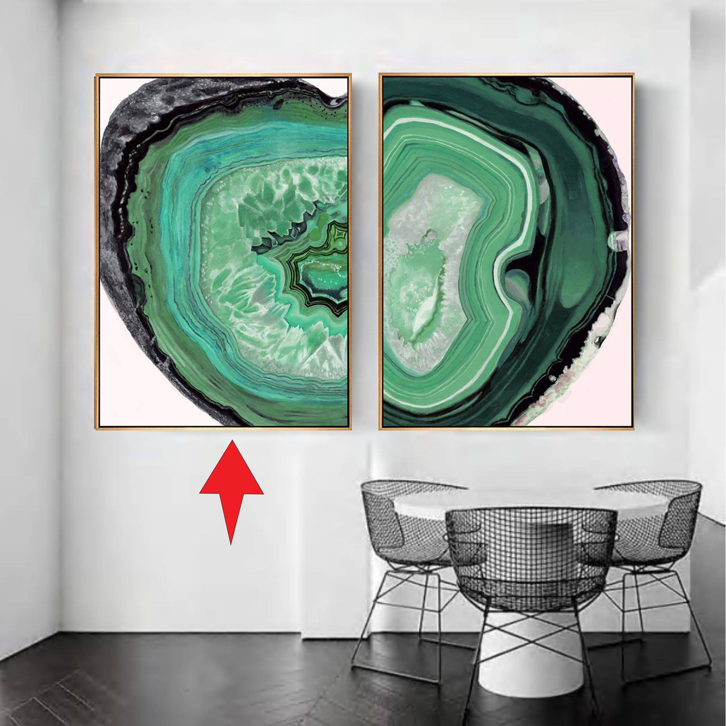Green Natural Stone Painting Wall Art Canvas & Pu A Fl-H241A - Paintings - ebarza Furniture UAE | Shop Modern Furniture in Abu Dhabi & Dubai - مفروشات ايبازرا في الامارات | تسوق اثاث عصري وديكورات مميزة في دبي وابوظبي