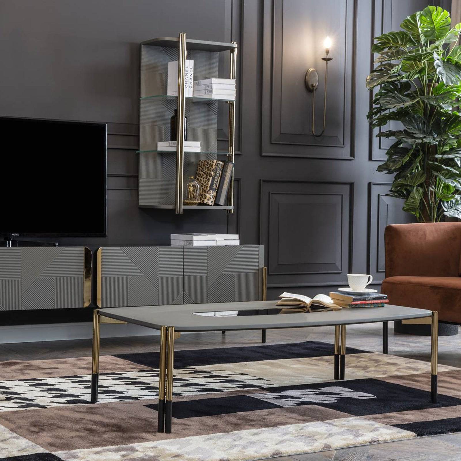 Grey Center Table Diva-006 - Coffee Tables - ebarza Furniture UAE | Shop Modern Furniture in Abu Dhabi & Dubai - مفروشات ايبازرا في الامارات | تسوق اثاث عصري وديكورات مميزة في دبي وابوظبي