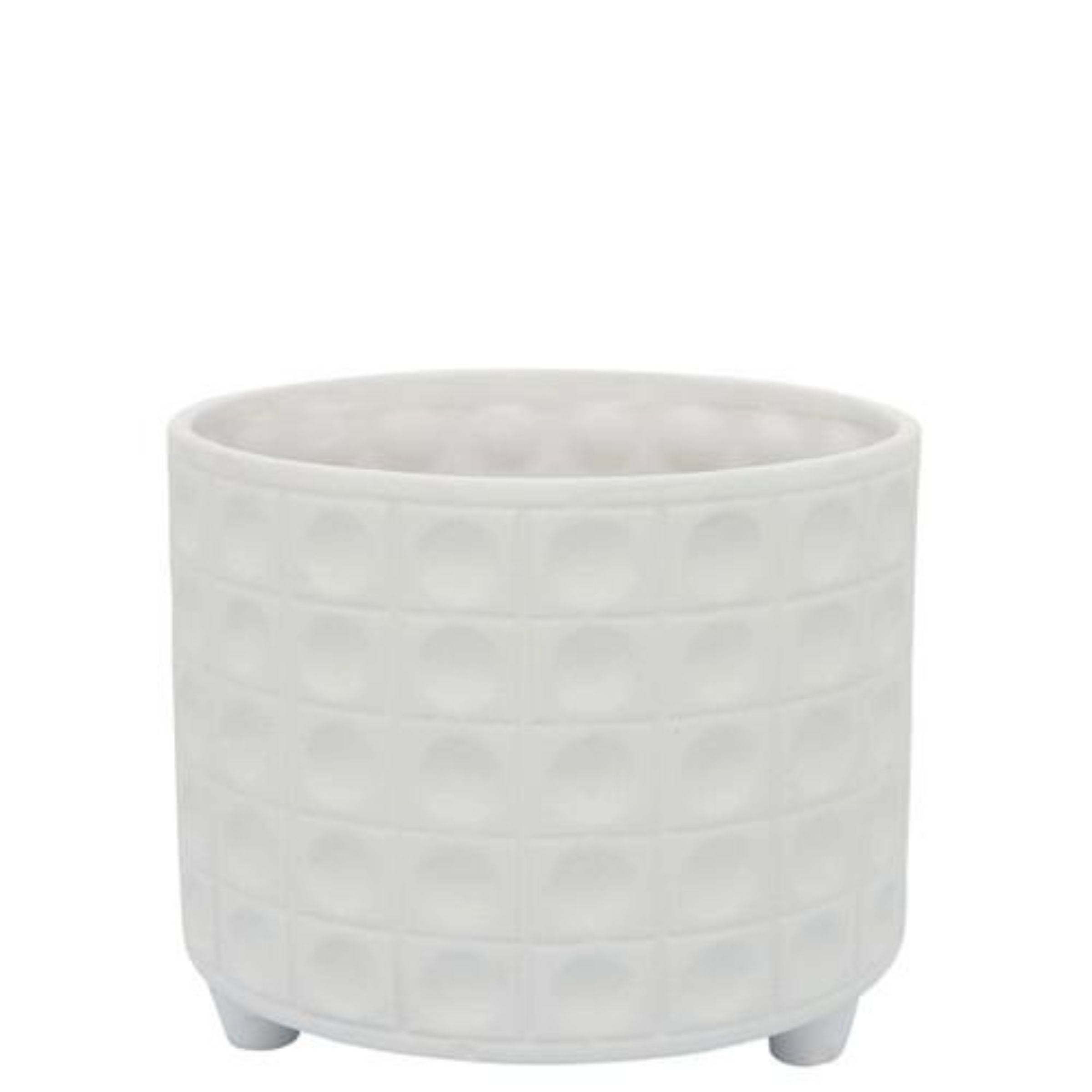 Hammered Footed Planter 25 - 30 Cm - White 16714-01 - Planter Boxes - ebarza Furniture UAE | Shop Modern Furniture in Abu Dhabi & Dubai - مفروشات ايبازرا في الامارات | تسوق اثاث عصري وديكورات مميزة في دبي وابوظبي