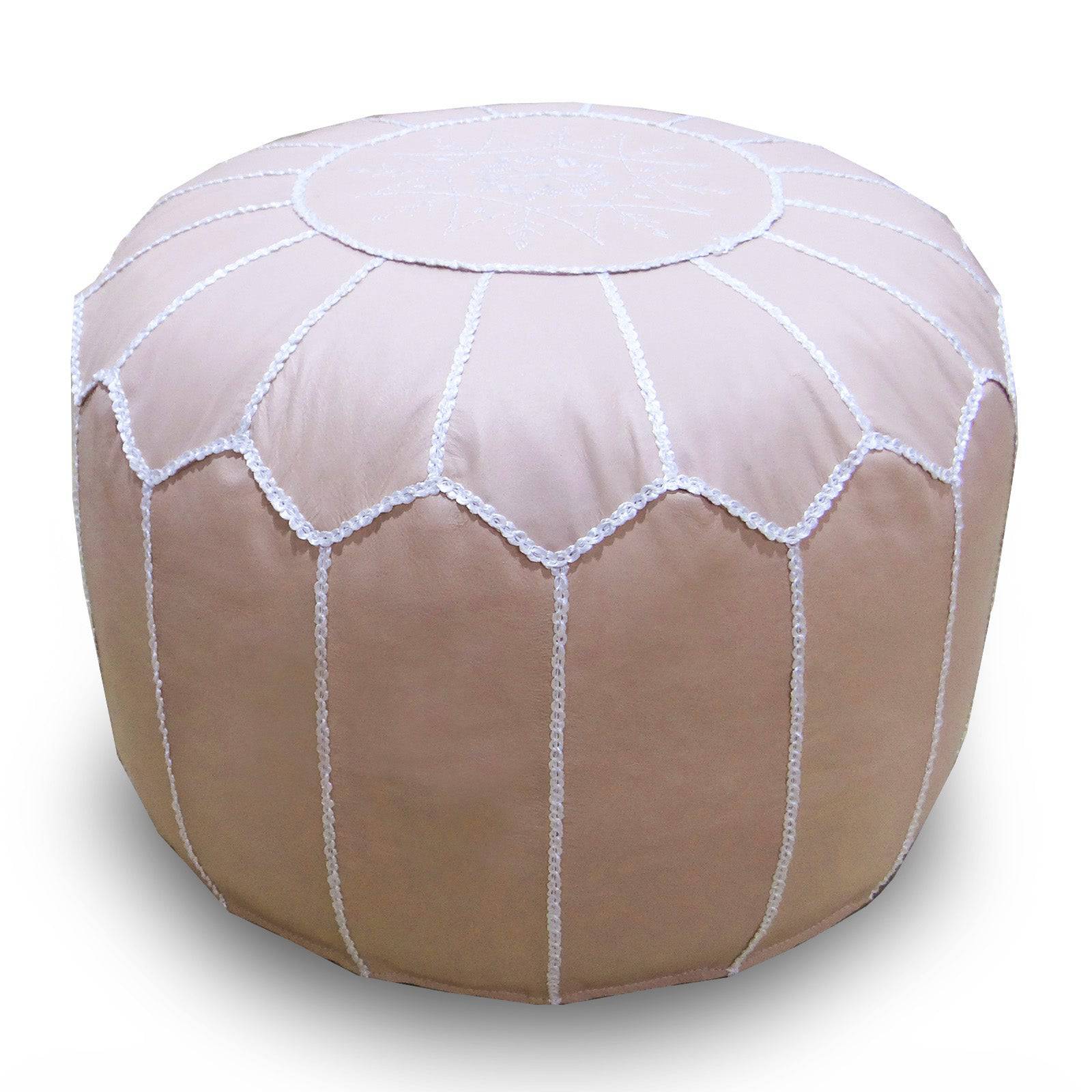 Handmade Genuine Leather Moroccan Style Pouf Pouf Morocco-Pink - Poufs - ebarza Furniture UAE | Shop Modern Furniture in Abu Dhabi & Dubai - مفروشات ايبازرا في الامارات | تسوق اثاث عصري وديكورات مميزة في دبي وابوظبي
