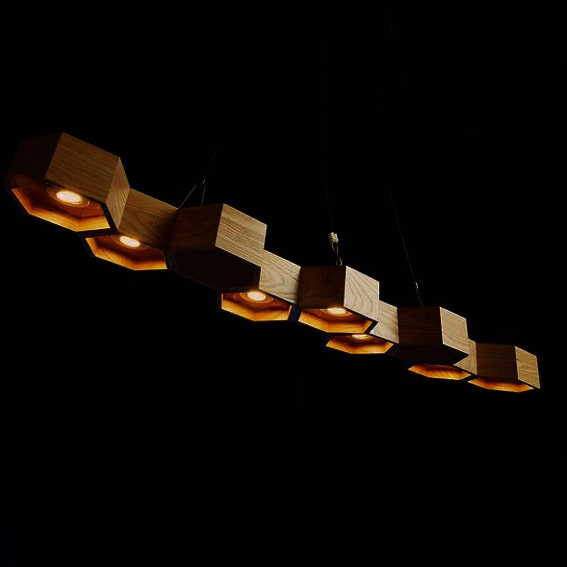 Honeycomb Solid Wood Pendant Lamp With Led Bulbs Bp0687-9W - Pendant Lamps - ebarza Furniture UAE | Shop Modern Furniture in Abu Dhabi & Dubai - مفروشات ايبازرا في الامارات | تسوق اثاث عصري وديكورات مميزة في دبي وابوظبي