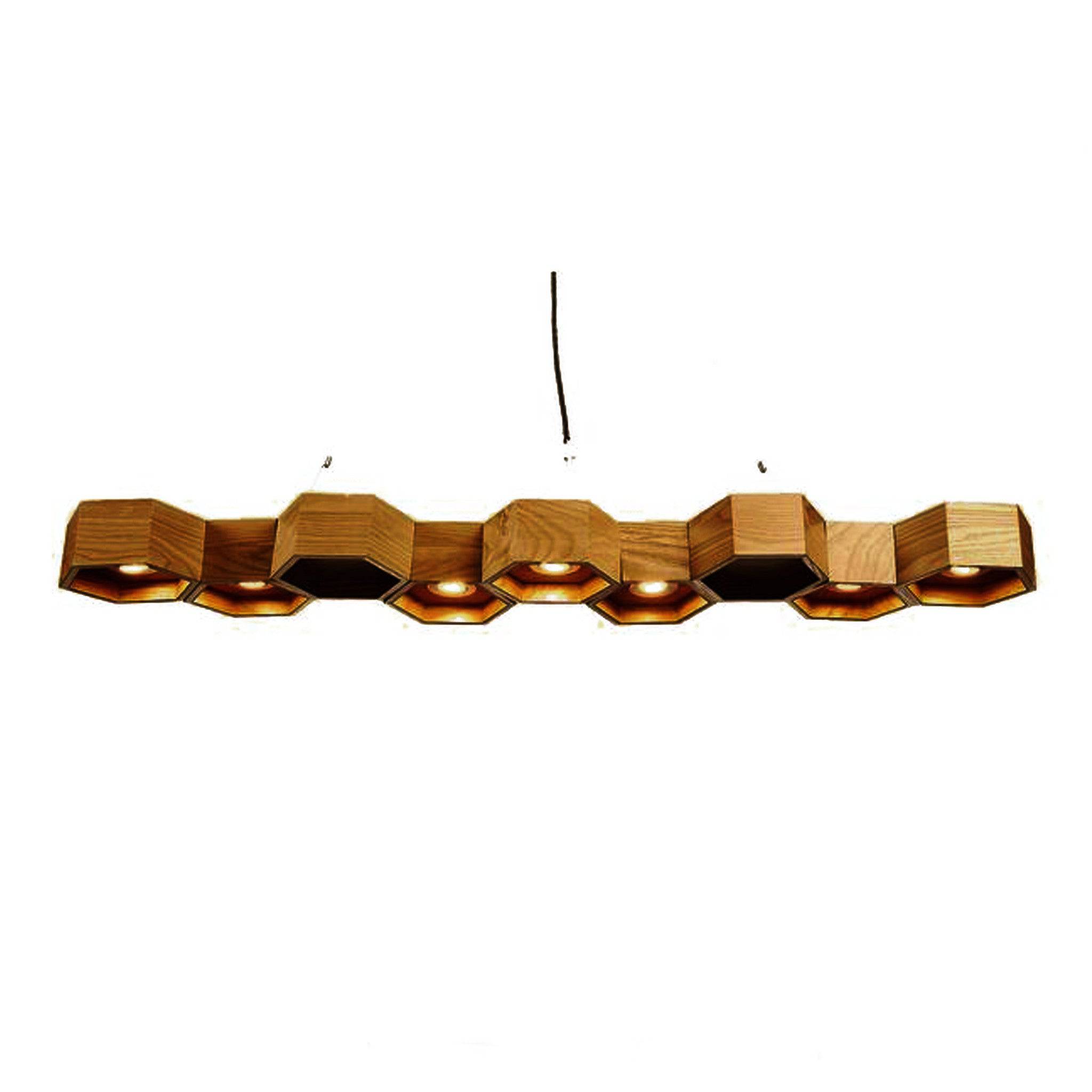 Honeycomb Solid Wood Pendant Lamp With Led Bulbs Bp0687-9W - Pendant Lamps - ebarza Furniture UAE | Shop Modern Furniture in Abu Dhabi & Dubai - مفروشات ايبازرا في الامارات | تسوق اثاث عصري وديكورات مميزة في دبي وابوظبي