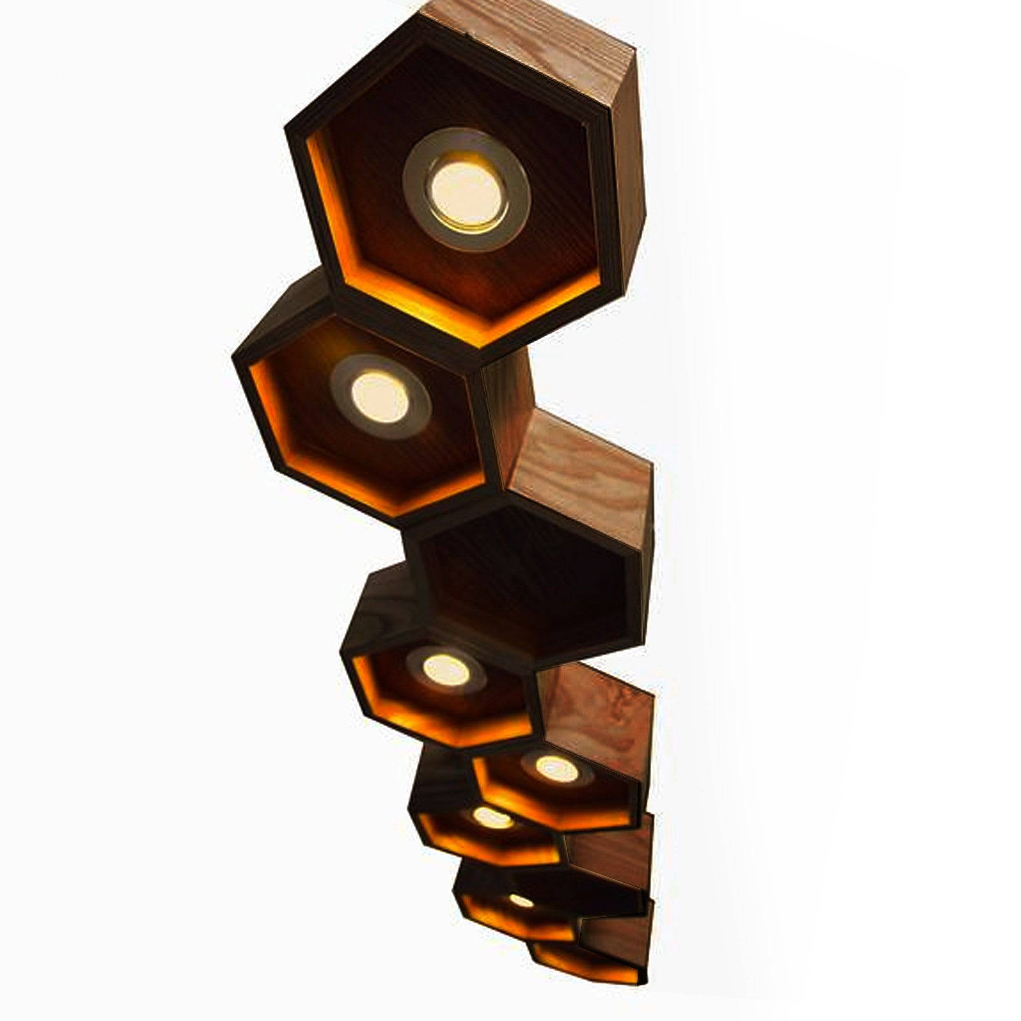 Honeycomb Solid Wood Pendant Lamp With Led Bulbs Bp0687-9W - Pendant Lamps - ebarza Furniture UAE | Shop Modern Furniture in Abu Dhabi & Dubai - مفروشات ايبازرا في الامارات | تسوق اثاث عصري وديكورات مميزة في دبي وابوظبي