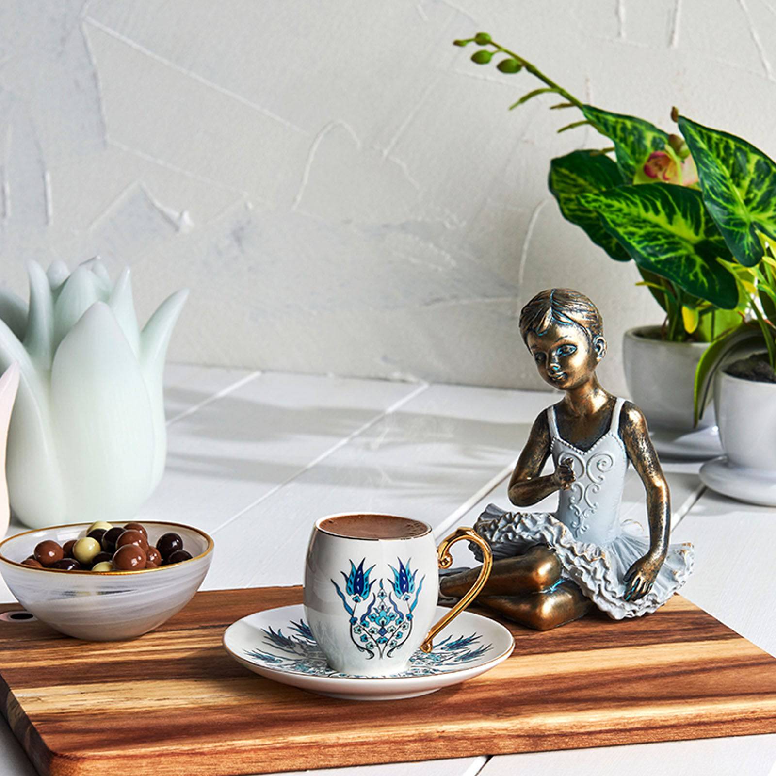 İznik Set Of 6 Coffee Cup And Plates 153.01.05.4275 - Coffee Sets - ebarza Furniture UAE | Shop Modern Furniture in Abu Dhabi & Dubai - مفروشات ايبازرا في الامارات | تسوق اثاث عصري وديكورات مميزة في دبي وابوظبي