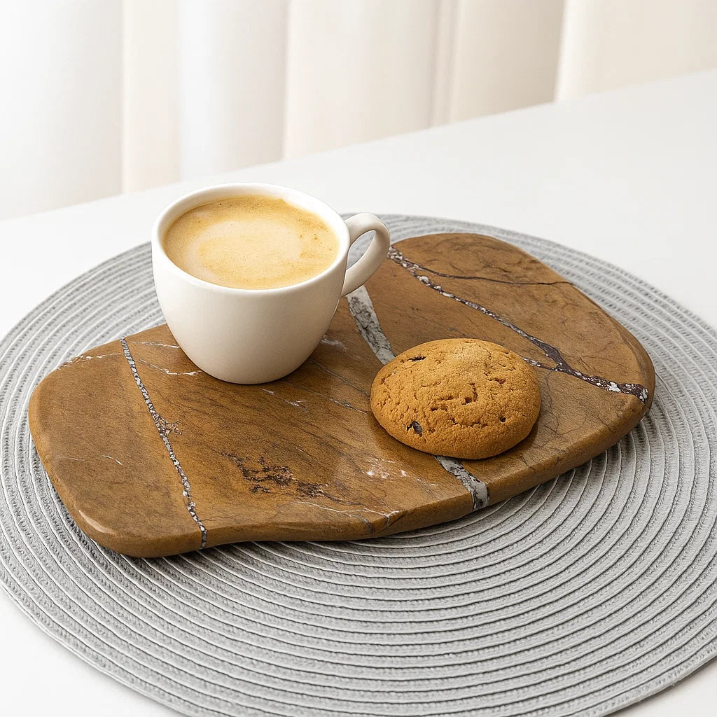 Simple Stone Plate Coffee Tray FB-T25022 - Trays - ebarza Furniture UAE | Shop Modern Furniture in Abu Dhabi & Dubai - مفروشات ايبازرا في الامارات | تسوق اثاث عصري وديكورات مميزة في دبي وابوظبي