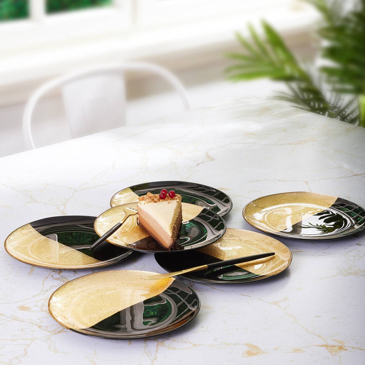 Karaca Black Gold 6 Piece Cake Set 153.03.06.5144 - Cake Sets - ebarza Furniture UAE | Shop Modern Furniture in Abu Dhabi & Dubai - مفروشات ايبازرا في الامارات | تسوق اثاث عصري وديكورات مميزة في دبي وابوظبي