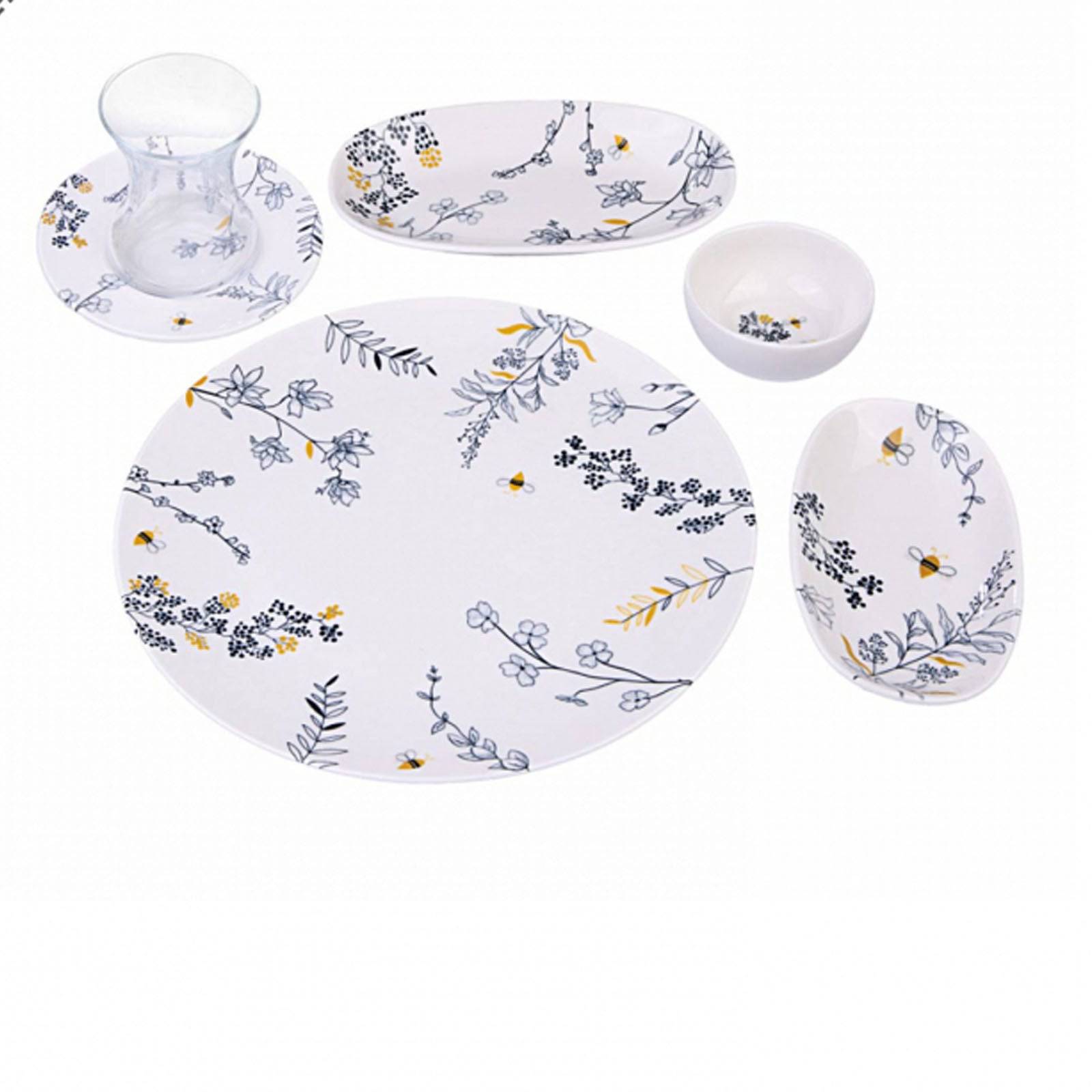 Karaca Bonita Black 26 Pieces Breakfast Set For 6 People 153.03.08.0590 - Breakfast Sets - ebarza Furniture UAE | Shop Modern Furniture in Abu Dhabi & Dubai - مفروشات ايبازرا في الامارات | تسوق اثاث عصري وديكورات مميزة في دبي وابوظبي