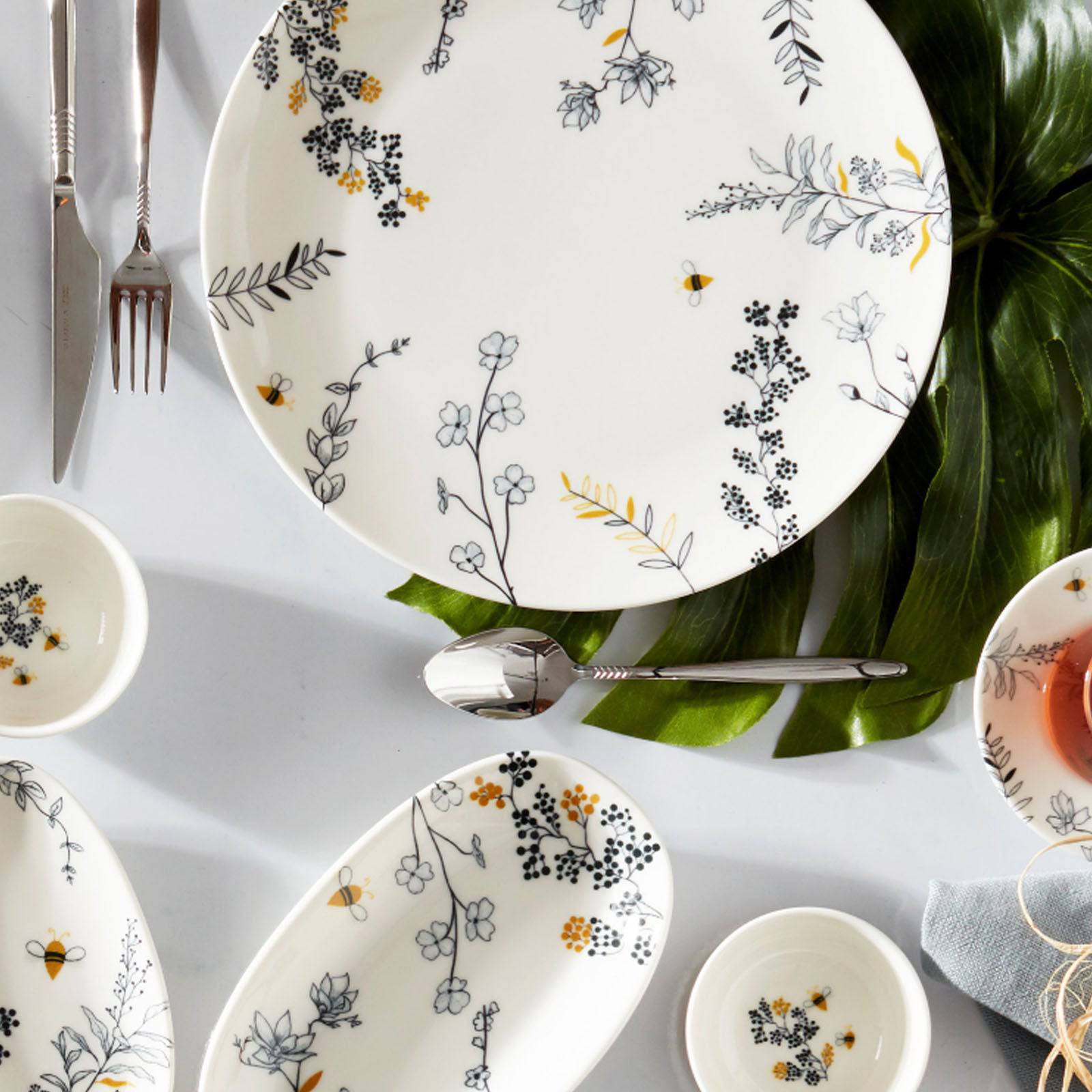 Karaca Bonita Black 26 Pieces Breakfast Set For 6 People 153.03.08.0590 - Breakfast Sets - ebarza Furniture UAE | Shop Modern Furniture in Abu Dhabi & Dubai - مفروشات ايبازرا في الامارات | تسوق اثاث عصري وديكورات مميزة في دبي وابوظبي