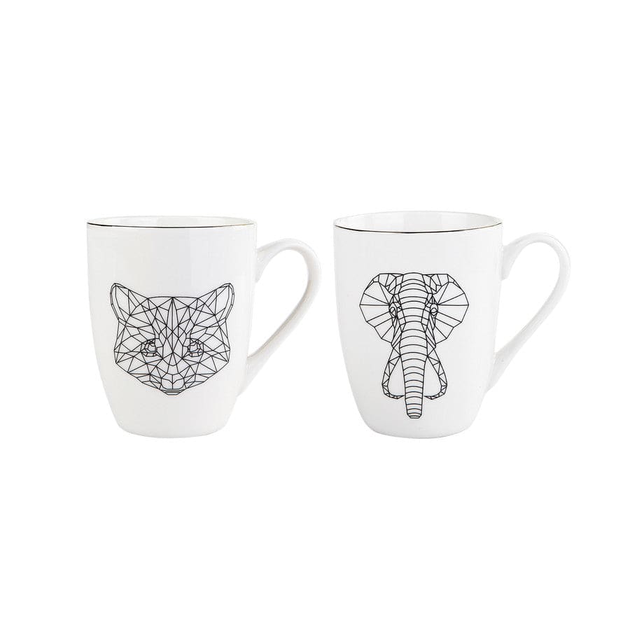 Karaca Draft Cat Mug set of 2 153.03.06.1758 - Mugs - ebarza Furniture UAE | Shop Modern Furniture in Abu Dhabi & Dubai - مفروشات ايبازرا في الامارات | تسوق اثاث عصري وديكورات مميزة في دبي وابوظبي