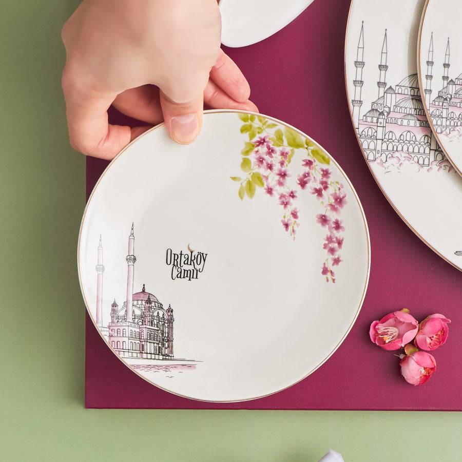 Karaca Erguvan Ortakoy Cake Plate 153.03.06.4968 - Plates - ebarza Furniture UAE | Shop Modern Furniture in Abu Dhabi & Dubai - مفروشات ايبازرا في الامارات | تسوق اثاث عصري وديكورات مميزة في دبي وابوظبي