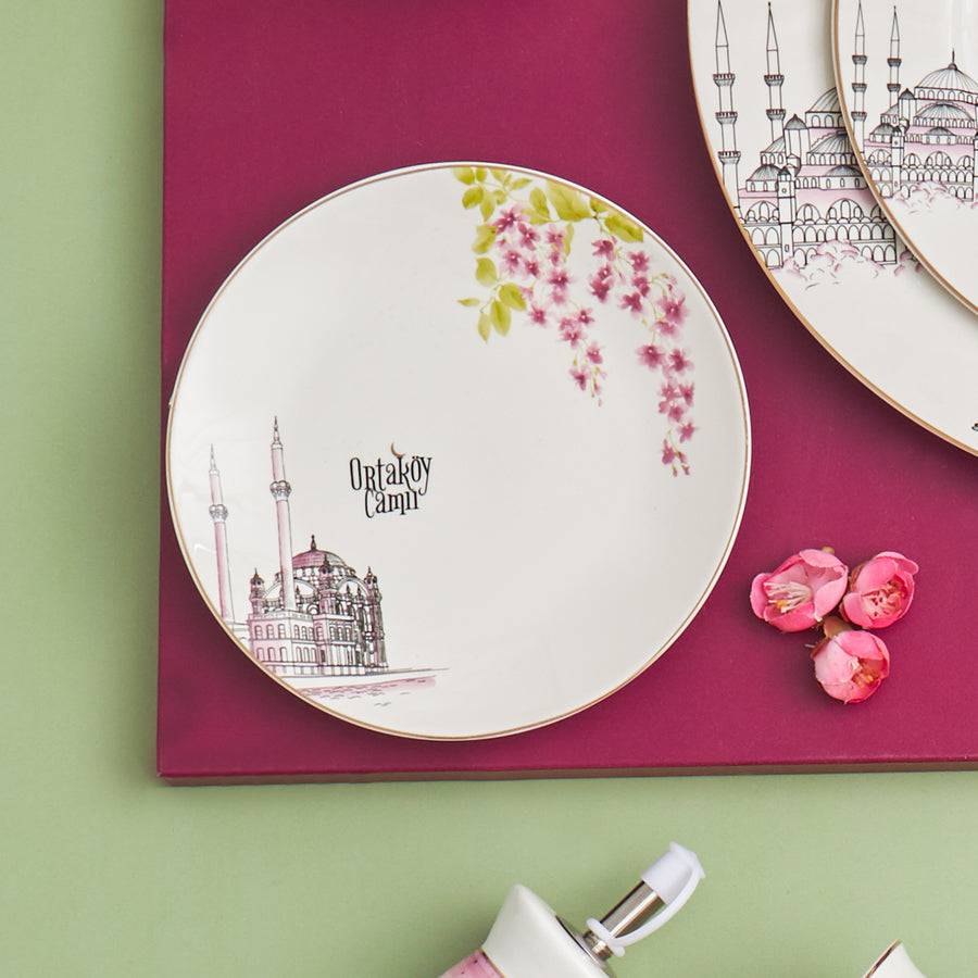 Karaca Erguvan Ortakoy Cake Plate 153.03.06.4968 - Plates - ebarza Furniture UAE | Shop Modern Furniture in Abu Dhabi & Dubai - مفروشات ايبازرا في الامارات | تسوق اثاث عصري وديكورات مميزة في دبي وابوظبي