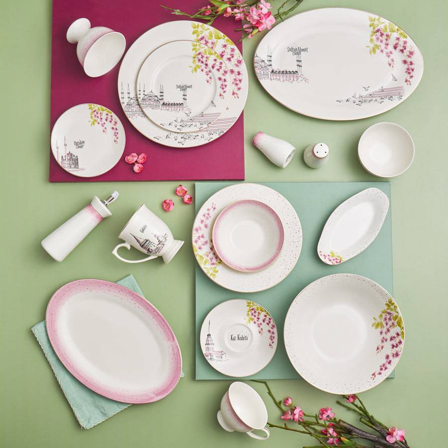 Karaca Erguvan Ortakoy Cake Plate 153.03.06.4968 - Plates - ebarza Furniture UAE | Shop Modern Furniture in Abu Dhabi & Dubai - مفروشات ايبازرا في الامارات | تسوق اثاث عصري وديكورات مميزة في دبي وابوظبي