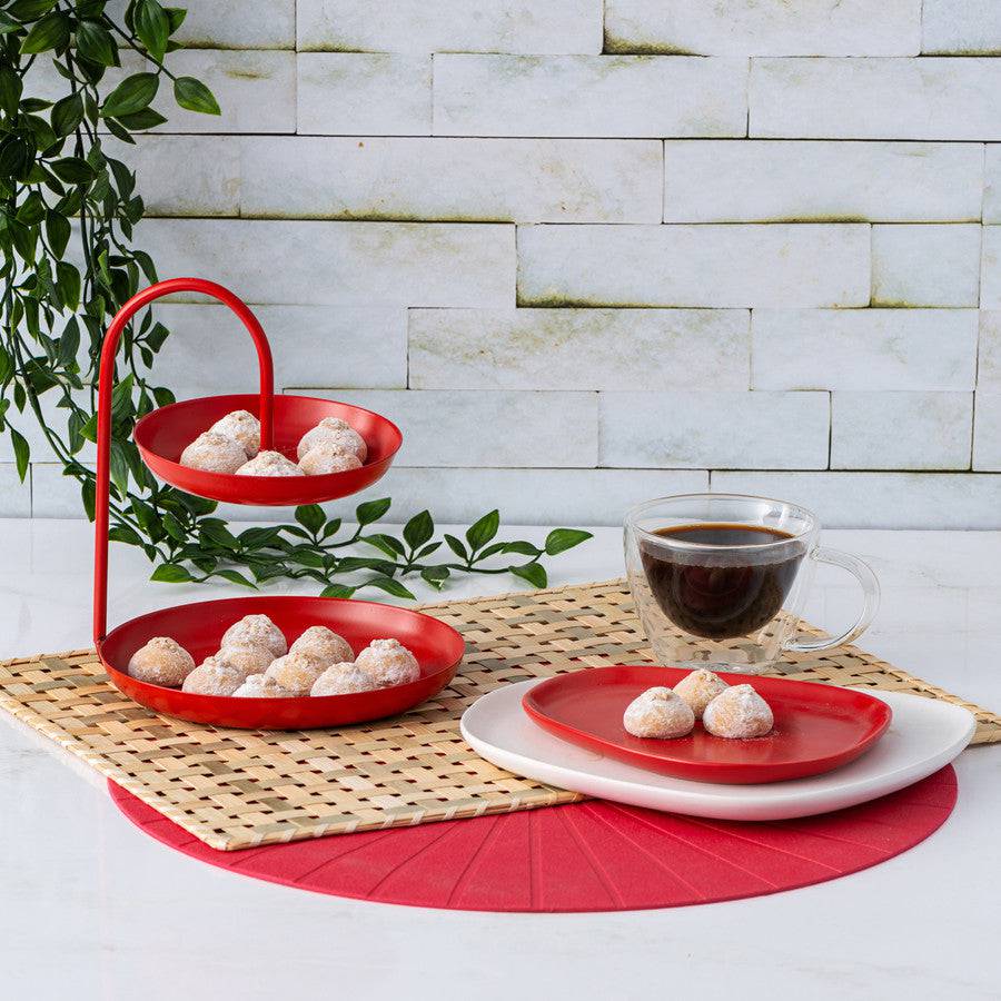 Karaca Eva Red Layered Cookie Holder 153.03.06.5159 - Cookie Stands - ebarza Furniture UAE | Shop Modern Furniture in Abu Dhabi & Dubai - مفروشات ايبازرا في الامارات | تسوق اثاث عصري وديكورات مميزة في دبي وابوظبي