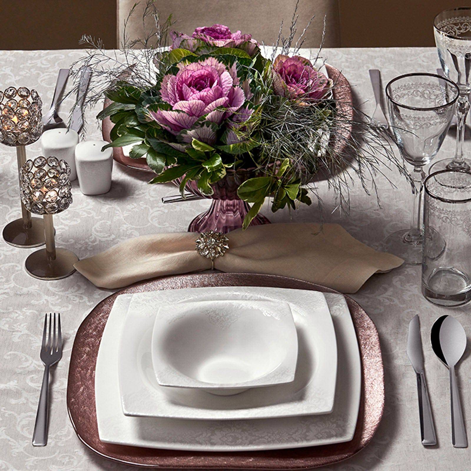 Karaca Fine Pearl Helen 62 Pieces 12 Seater Pearl Dinner Set Square 153.03.07.5678 - Dinnerware Sets - ebarza Furniture UAE | Shop Modern Furniture in Abu Dhabi & Dubai - مفروشات ايبازرا في الامارات | تسوق اثاث عصري وديكورات مميزة في دبي وابوظبي