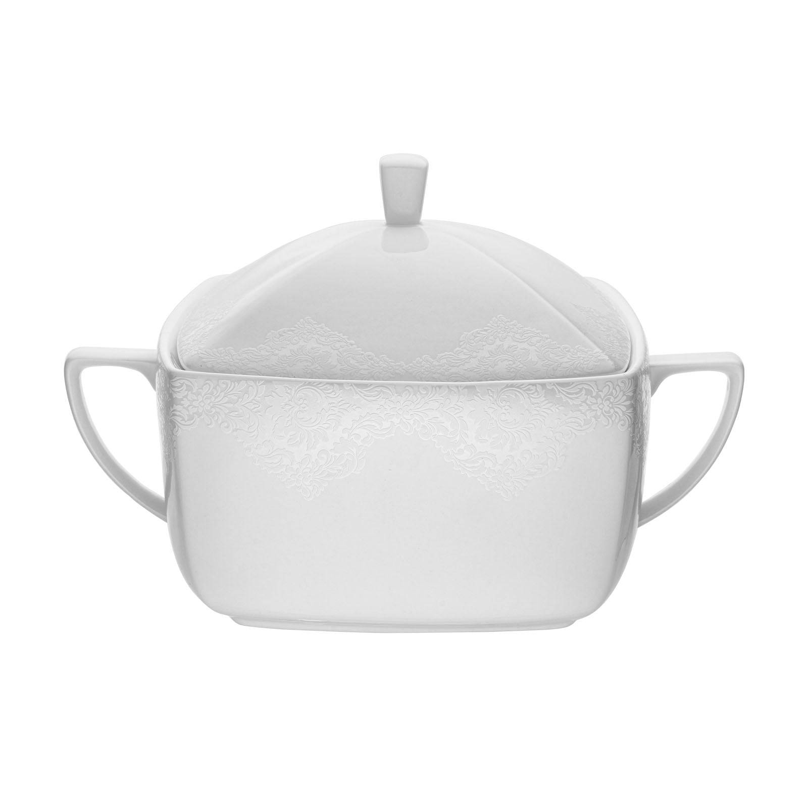 Karaca Fine Pearl Helen 62 Pieces 12 Seater Pearl Dinner Set Square 153.03.07.5678 - Dinnerware Sets - ebarza Furniture UAE | Shop Modern Furniture in Abu Dhabi & Dubai - مفروشات ايبازرا في الامارات | تسوق اثاث عصري وديكورات مميزة في دبي وابوظبي