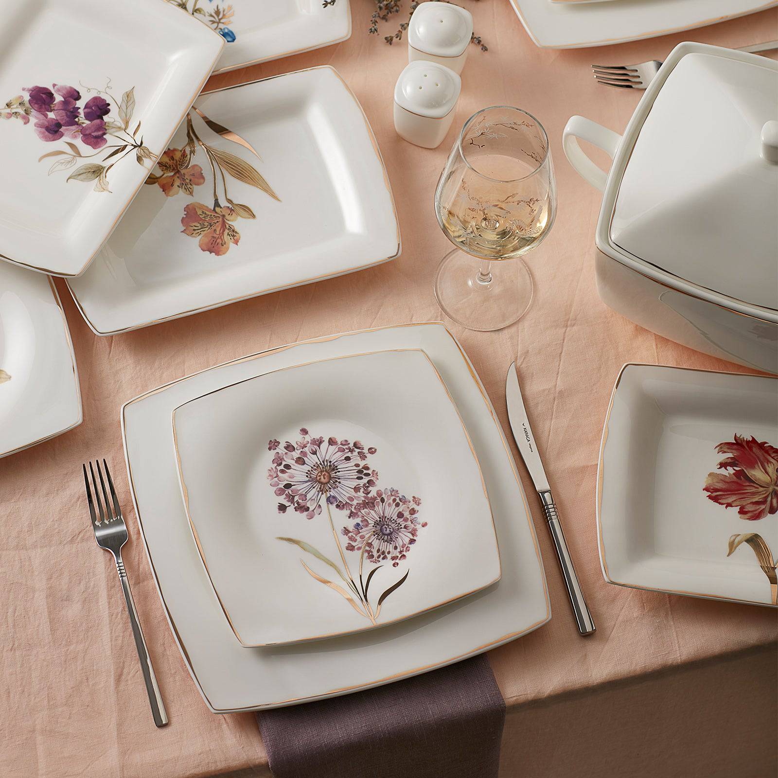 Karaca Fine Pearl Revive 62 Pieces Square Pearl Dinnerware Set For 12 Persons 153.03.08.0301 - Dinnerware Sets - ebarza Furniture UAE | Shop Modern Furniture in Abu Dhabi & Dubai - مفروشات ايبازرا في الامارات | تسوق اثاث عصري وديكورات مميزة في دبي وابوظبي