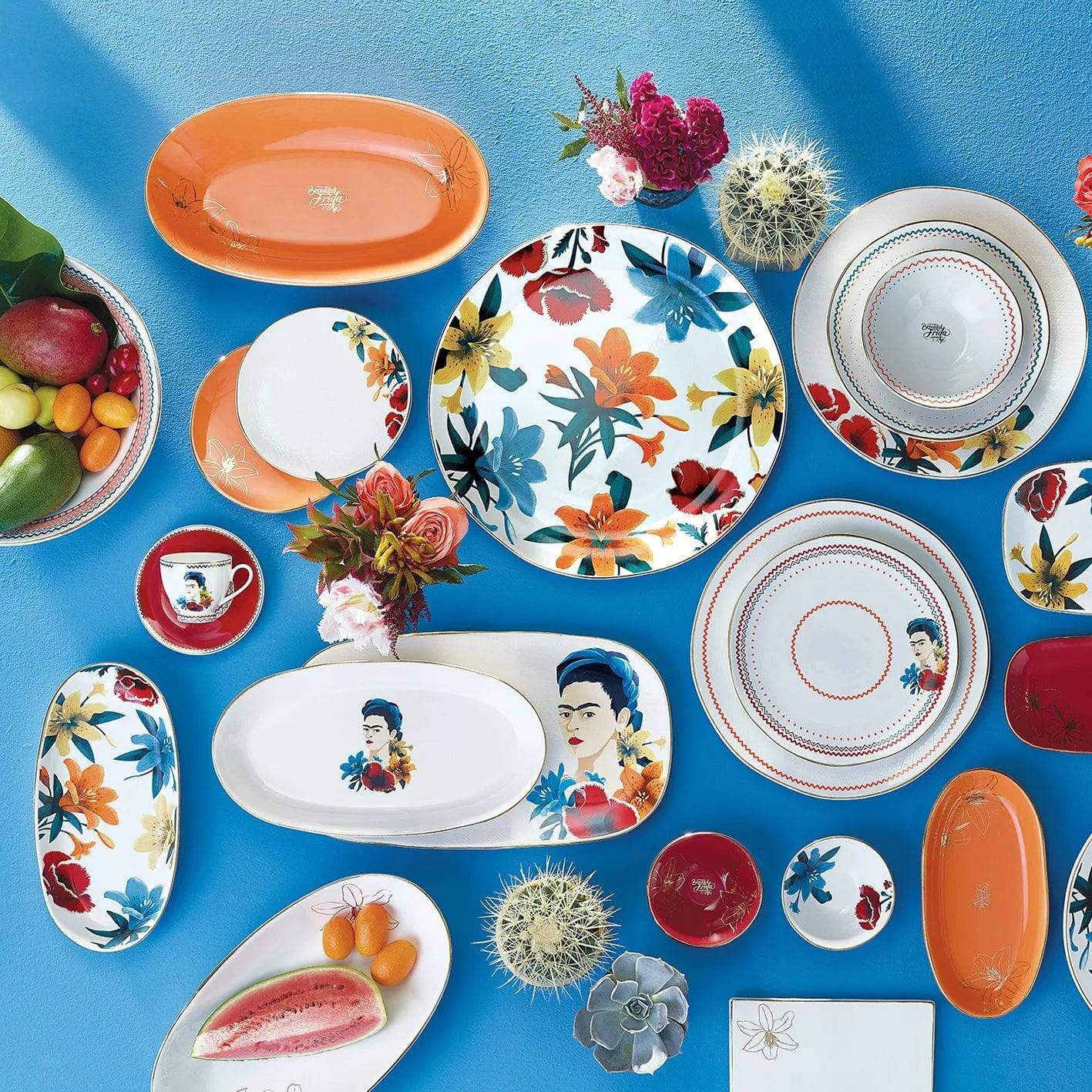 Karaca Frida Kahlo Serving Plate - White 153.03.07.9644 - Plates - ebarza Furniture UAE | Shop Modern Furniture in Abu Dhabi & Dubai - مفروشات ايبازرا في الامارات | تسوق اثاث عصري وديكورات مميزة في دبي وابوظبي