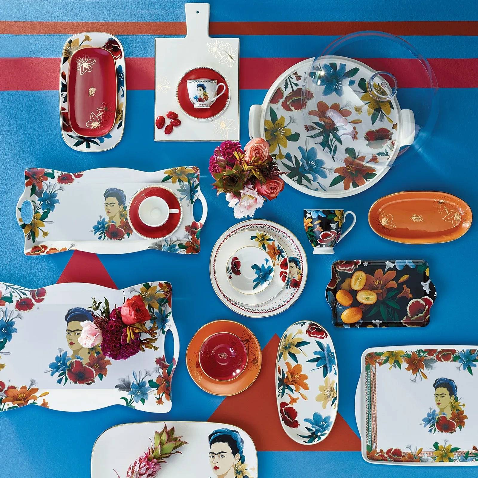 Karaca Frida Kahlo Serving Plate - White 153.03.07.9644 - Plates - ebarza Furniture UAE | Shop Modern Furniture in Abu Dhabi & Dubai - مفروشات ايبازرا في الامارات | تسوق اثاث عصري وديكورات مميزة في دبي وابوظبي