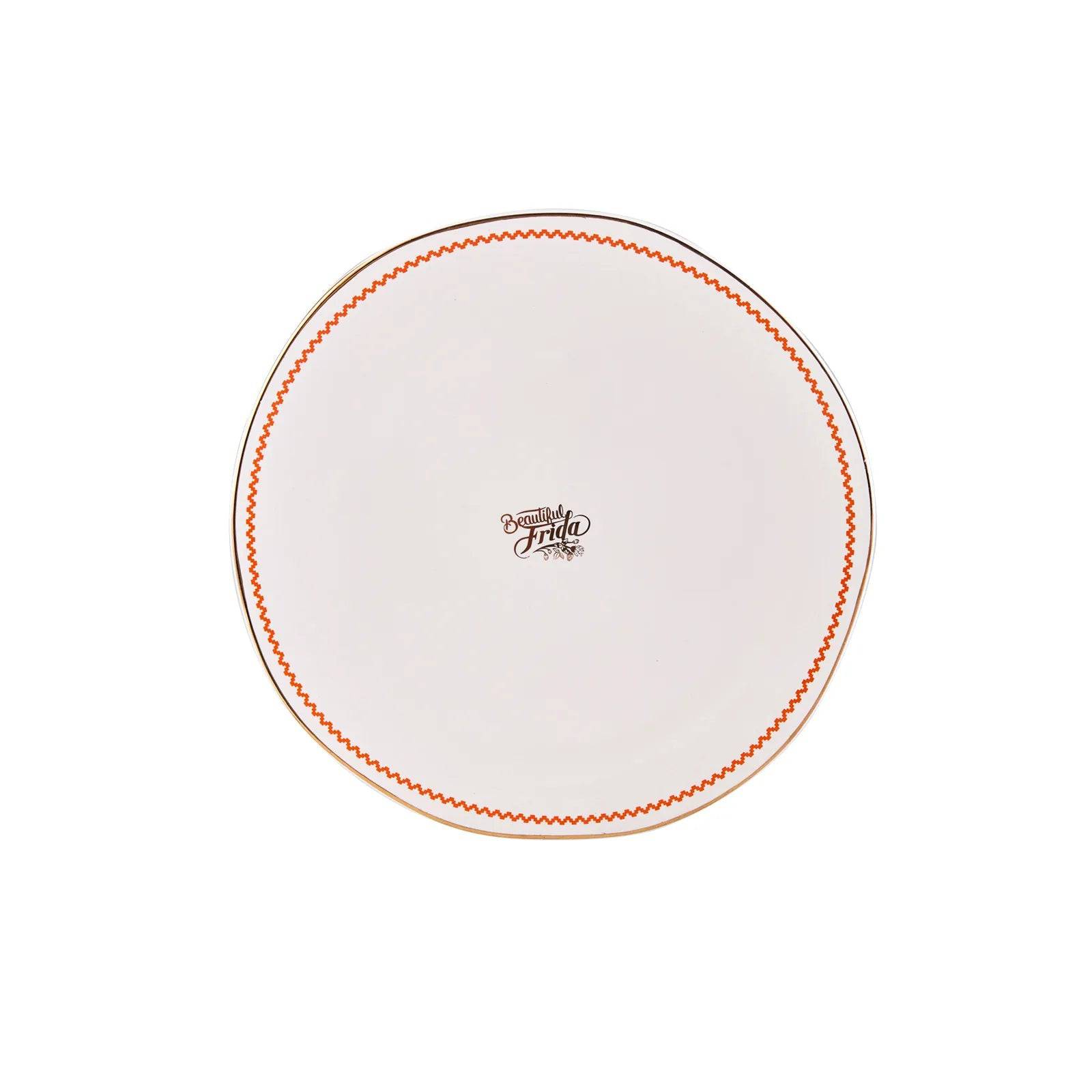 Karaca Frida Kahlo Serving Plate - White 153.03.07.9644 - Plates - ebarza Furniture UAE | Shop Modern Furniture in Abu Dhabi & Dubai - مفروشات ايبازرا في الامارات | تسوق اثاث عصري وديكورات مميزة في دبي وابوظبي
