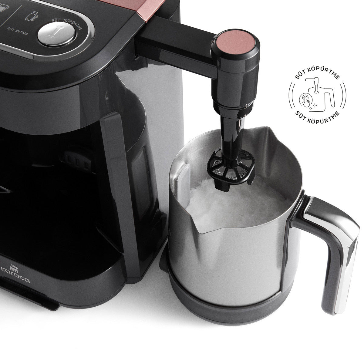 Karaca Hatır Barista Pro Talking Cappuccino and Turkish Coffee Machine Rosegold 153.03.06.8403 - Kitchen Appliances - ebarza Furniture UAE | Shop Modern Furniture in Abu Dhabi & Dubai - مفروشات ايبازرا في الامارات | تسوق اثاث عصري وديكورات مميزة في دبي وابوظبي