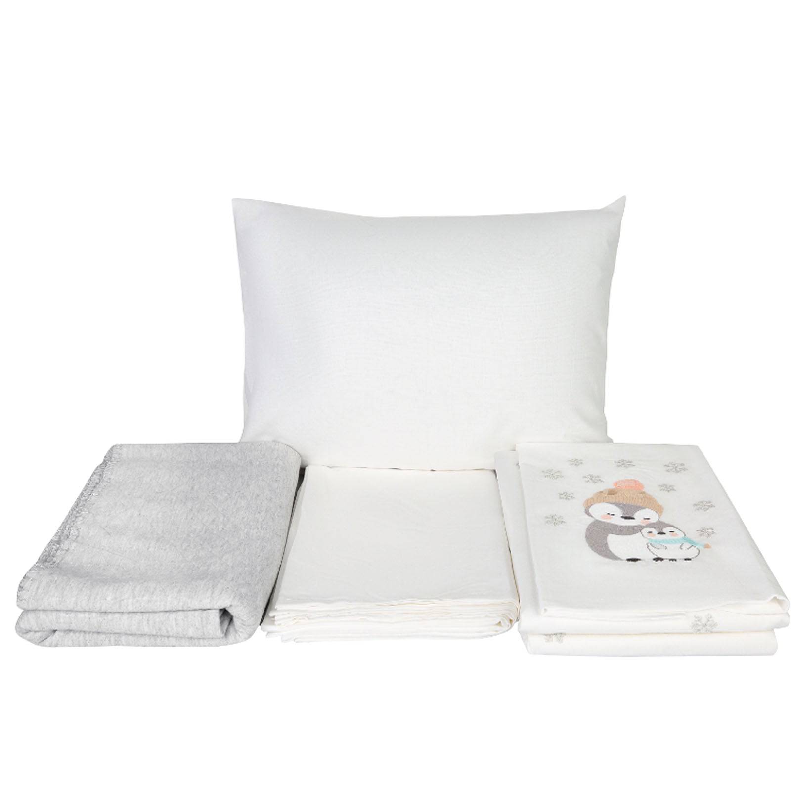 Karaca Home Bambino Penguins Gray Embroidered Private Baby Set 200.16.01.0267 - Bedding - ebarza Furniture UAE | Shop Modern Furniture in Abu Dhabi & Dubai - مفروشات ايبازرا في الامارات | تسوق اثاث عصري وديكورات مميزة في دبي وابوظبي