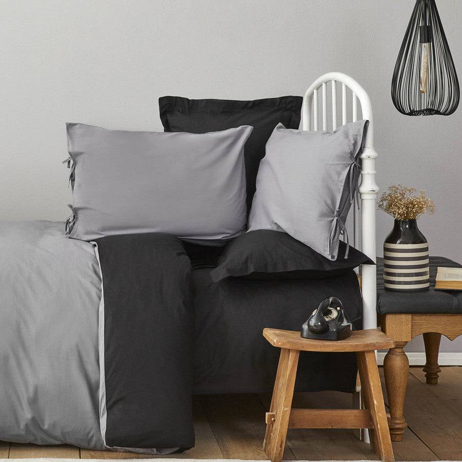Karaca Home Basic Black Dark Gray 100% Cotton Double Sided Double Duvet Cover Set 200.18.01.0728 - Bedding - ebarza Furniture UAE | Shop Modern Furniture in Abu Dhabi & Dubai - مفروشات ايبازرا في الامارات | تسوق اثاث عصري وديكورات مميزة في دبي وابوظبي