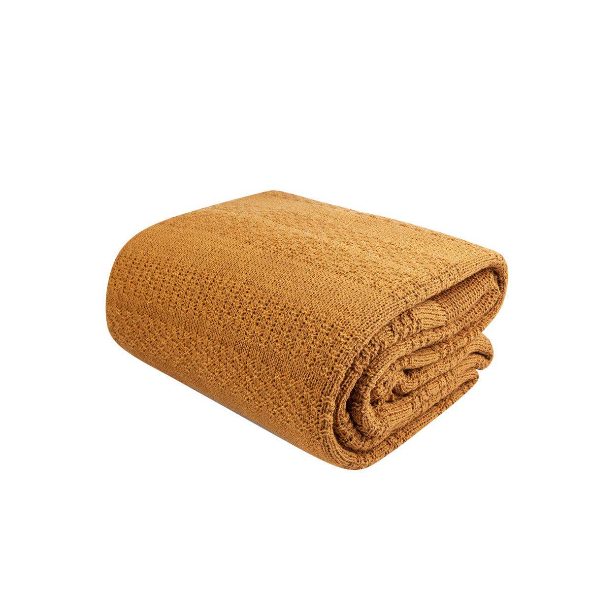 Karaca Home Charm Bold Mustard Double Knitted Blanket 200.17.01.0270 - Blankets - ebarza Furniture UAE | Shop Modern Furniture in Abu Dhabi & Dubai - مفروشات ايبازرا في الامارات | تسوق اثاث عصري وديكورات مميزة في دبي وابوظبي