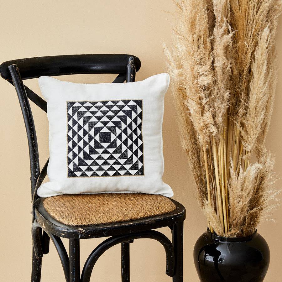 Karaca Home Danea Zeugma Ecru Embroidered Filled Pillow 200.18.01.0266 - Cushions - ebarza Furniture UAE | Shop Modern Furniture in Abu Dhabi & Dubai - مفروشات ايبازرا في الامارات | تسوق اثاث عصري وديكورات مميزة في دبي وابوظبي