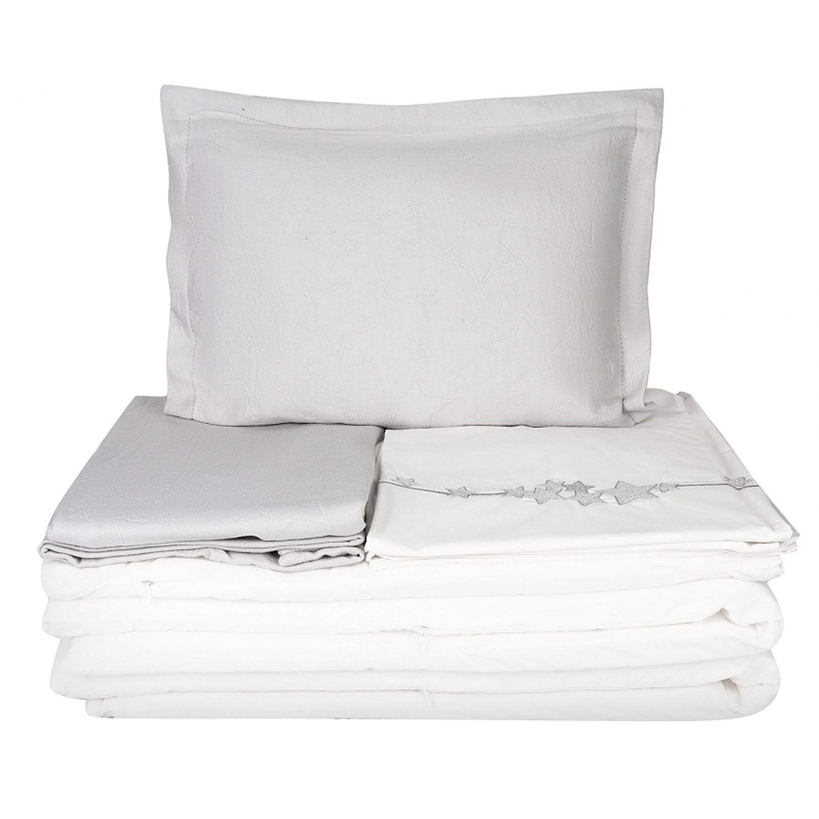 Karaca Home Lucky Star Silver Embroidered Private Baby Set 200.16.01.0266 - Bedding - ebarza Furniture UAE | Shop Modern Furniture in Abu Dhabi & Dubai - مفروشات ايبازرا في الامارات | تسوق اثاث عصري وديكورات مميزة في دبي وابوظبي