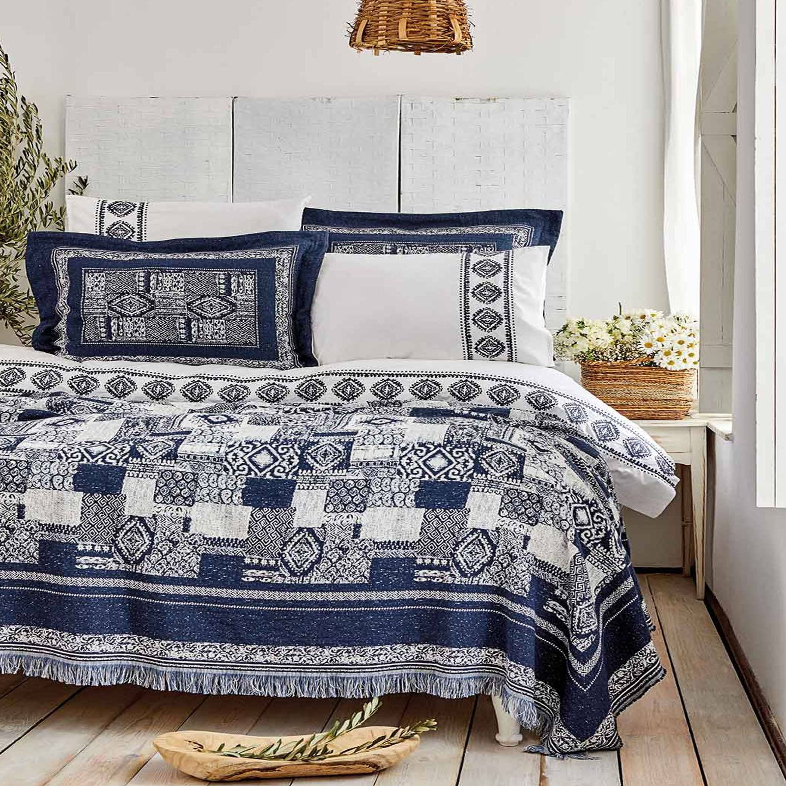 Karaca Home Marbel Blue Embroidered Cotton Duvet Cover Set Bed Cover Set 200.16.01.0173 - Bedding - ebarza Furniture UAE | Shop Modern Furniture in Abu Dhabi & Dubai - مفروشات ايبازرا في الامارات | تسوق اثاث عصري وديكورات مميزة في دبي وابوظبي