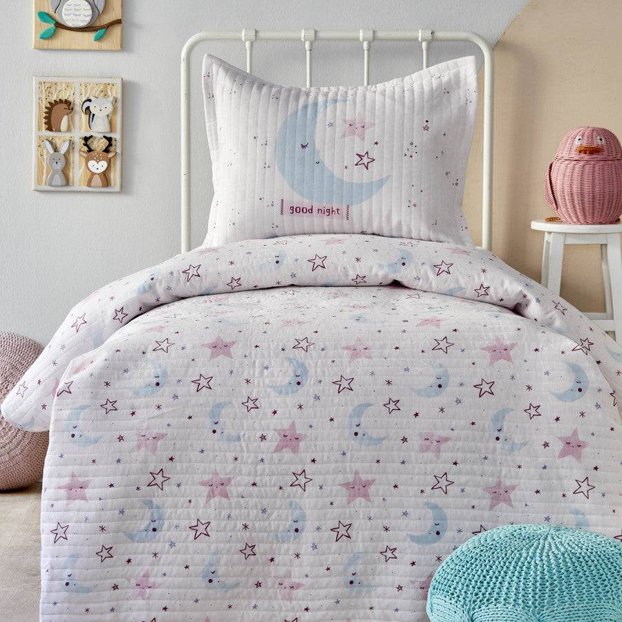 Karaca Home Star Powder Quilted Young Single Bedspread Set 200.18.01.0168 - Bedding - ebarza Furniture UAE | Shop Modern Furniture in Abu Dhabi & Dubai - مفروشات ايبازرا في الامارات | تسوق اثاث عصري وديكورات مميزة في دبي وابوظبي