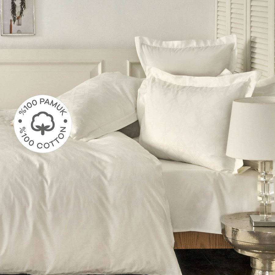 Karaca Home White Colletion Santino 100% Cotton Double Duvet Cover Set 200.18.01.0650 - Bedding - ebarza Furniture UAE | Shop Modern Furniture in Abu Dhabi & Dubai - مفروشات ايبازرا في الامارات | تسوق اثاث عصري وديكورات مميزة في دبي وابوظبي