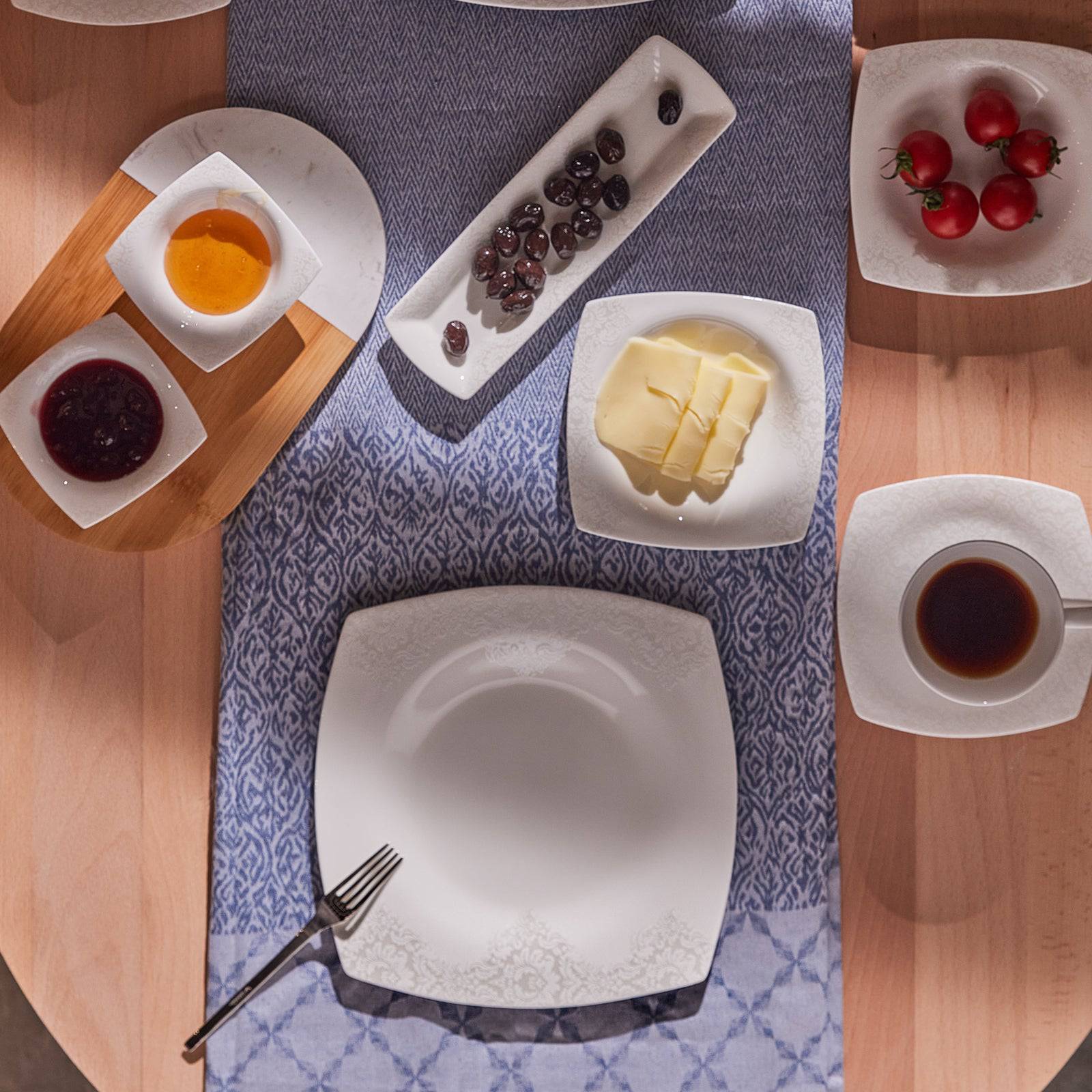 Karaca Karaca Fine Pearl Helen 26 Piece Pearl Breakfast Set Square 153.03.07.5693 - Breakfast Sets - ebarza Furniture UAE | Shop Modern Furniture in Abu Dhabi & Dubai - مفروشات ايبازرا في الامارات | تسوق اثاث عصري وديكورات مميزة في دبي وابوظبي