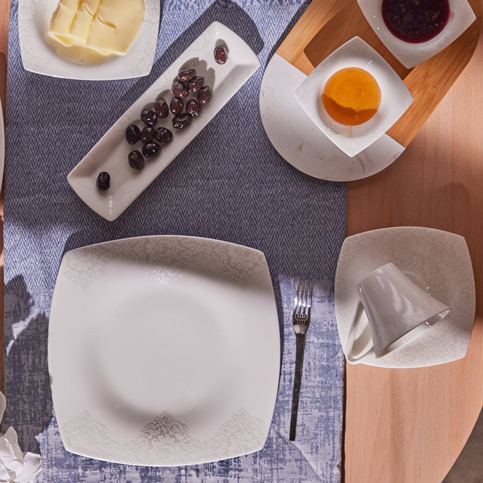 Karaca Karaca Fine Pearl Helen 26 Piece Pearl Breakfast Set Square 153.03.07.5693 - Breakfast Sets - ebarza Furniture UAE | Shop Modern Furniture in Abu Dhabi & Dubai - مفروشات ايبازرا في الامارات | تسوق اثاث عصري وديكورات مميزة في دبي وابوظبي