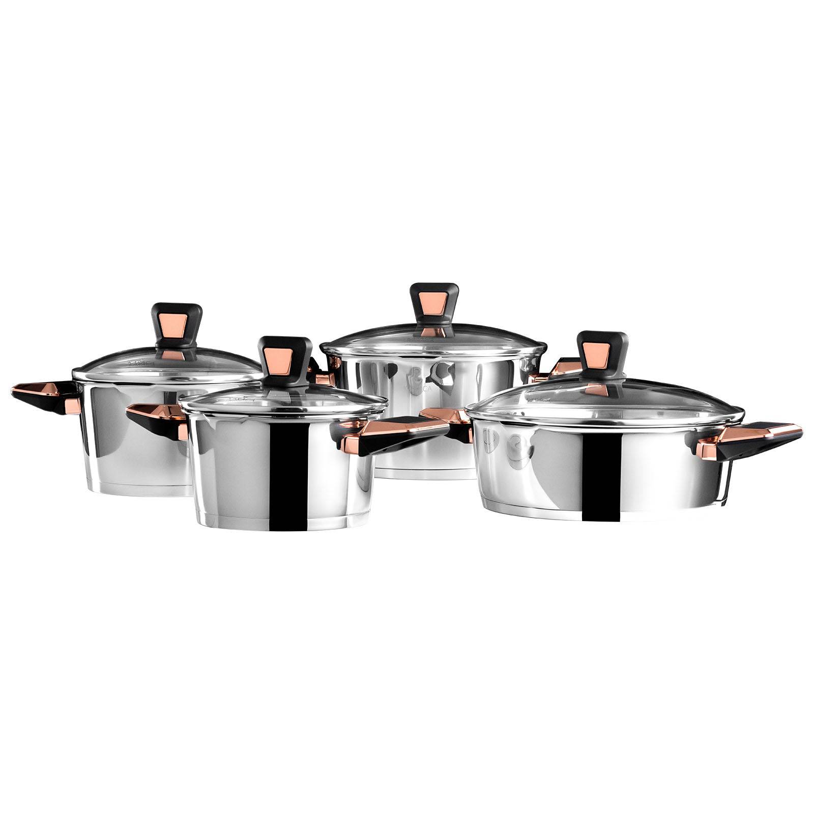 Karaca Kobe Powersteel 316 Steel 8 Piece Cookware Set 153.03.07.8260 - Cookware Sets - ebarza Furniture UAE | Shop Modern Furniture in Abu Dhabi & Dubai - مفروشات ايبازرا في الامارات | تسوق اثاث عصري وديكورات مميزة في دبي وابوظبي