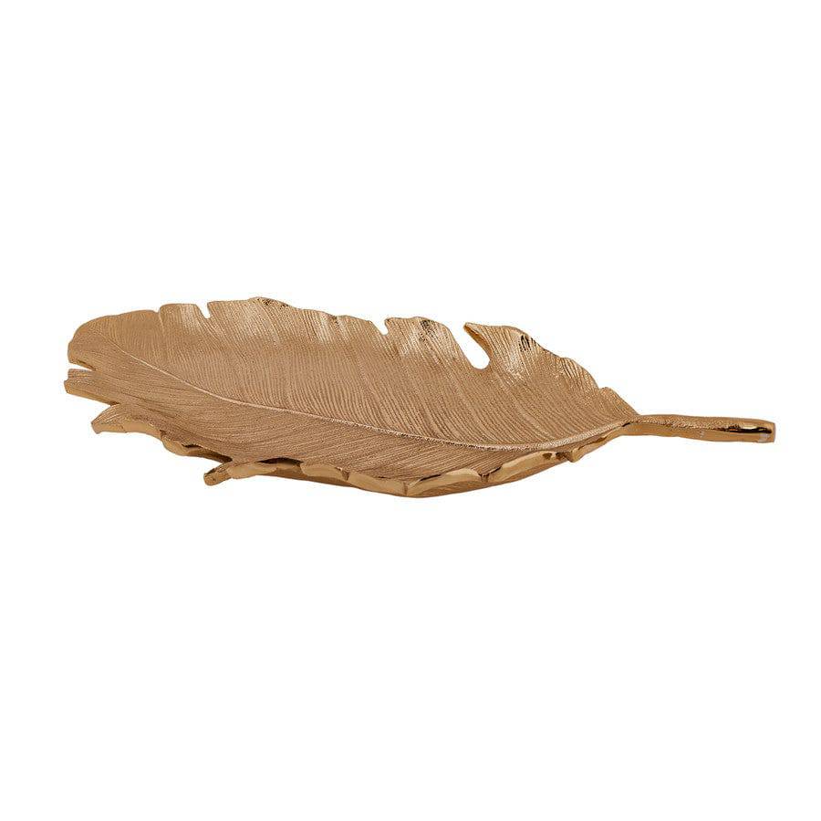 Karaca Leaf Gold Decorative Plate 40X19Cm 153.21.01.0110 - Plates - ebarza Furniture UAE | Shop Modern Furniture in Abu Dhabi & Dubai - مفروشات ايبازرا في الامارات | تسوق اثاث عصري وديكورات مميزة في دبي وابوظبي